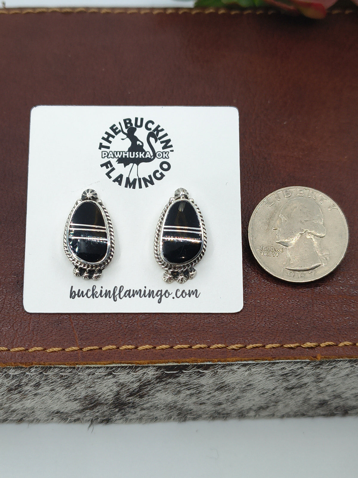 Black Onyx Earrings by James Manygoats