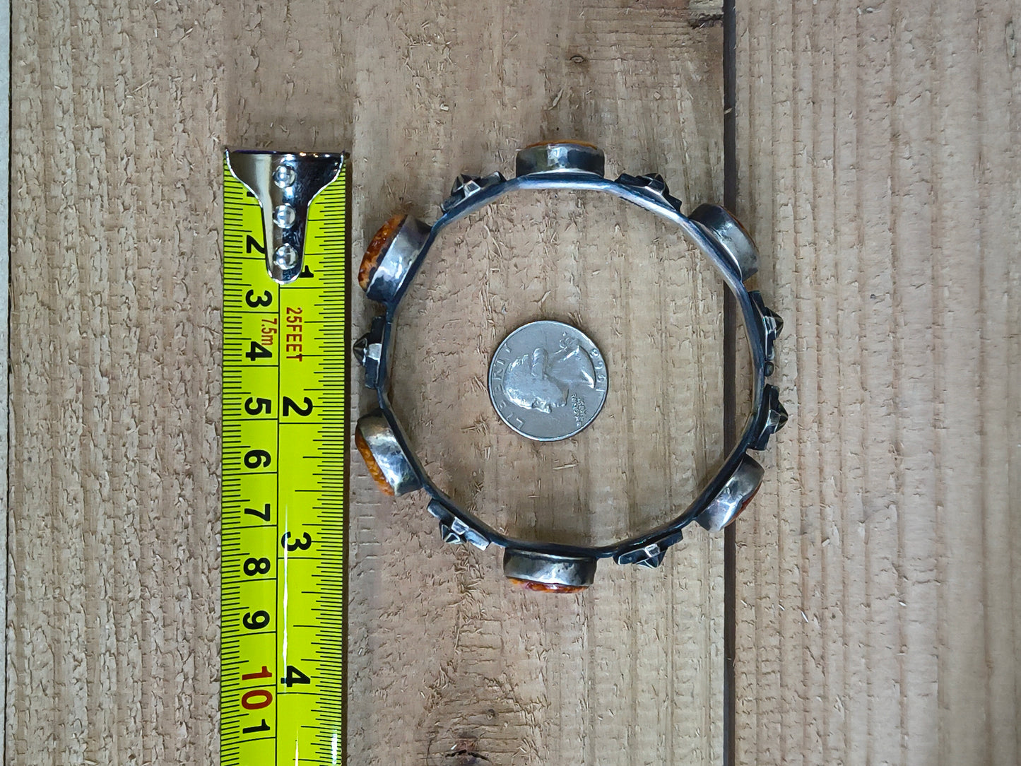 8.5" Bangle with Orange Spiny Oyster by Chimney Butte, Navajo