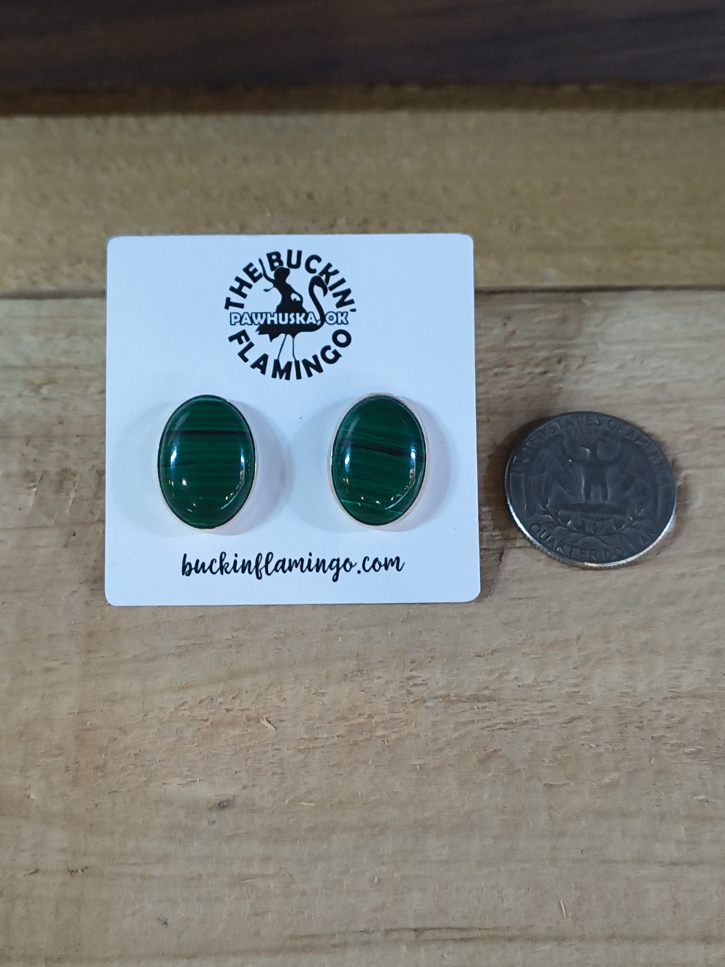 Malachite 15 mm Oval Post Earrings