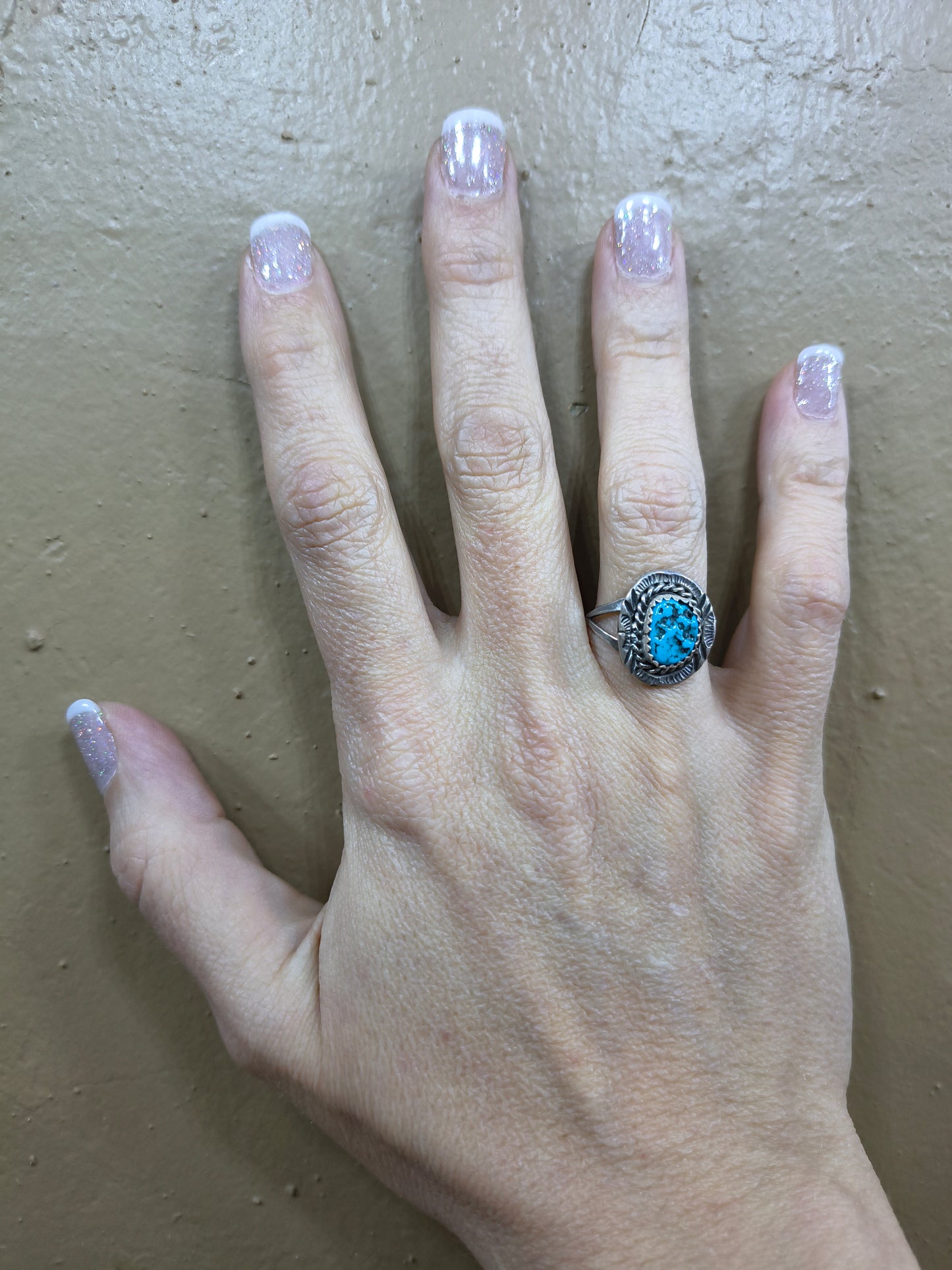 Kingman Turquoise Ring by Freda Martinez, Navajo