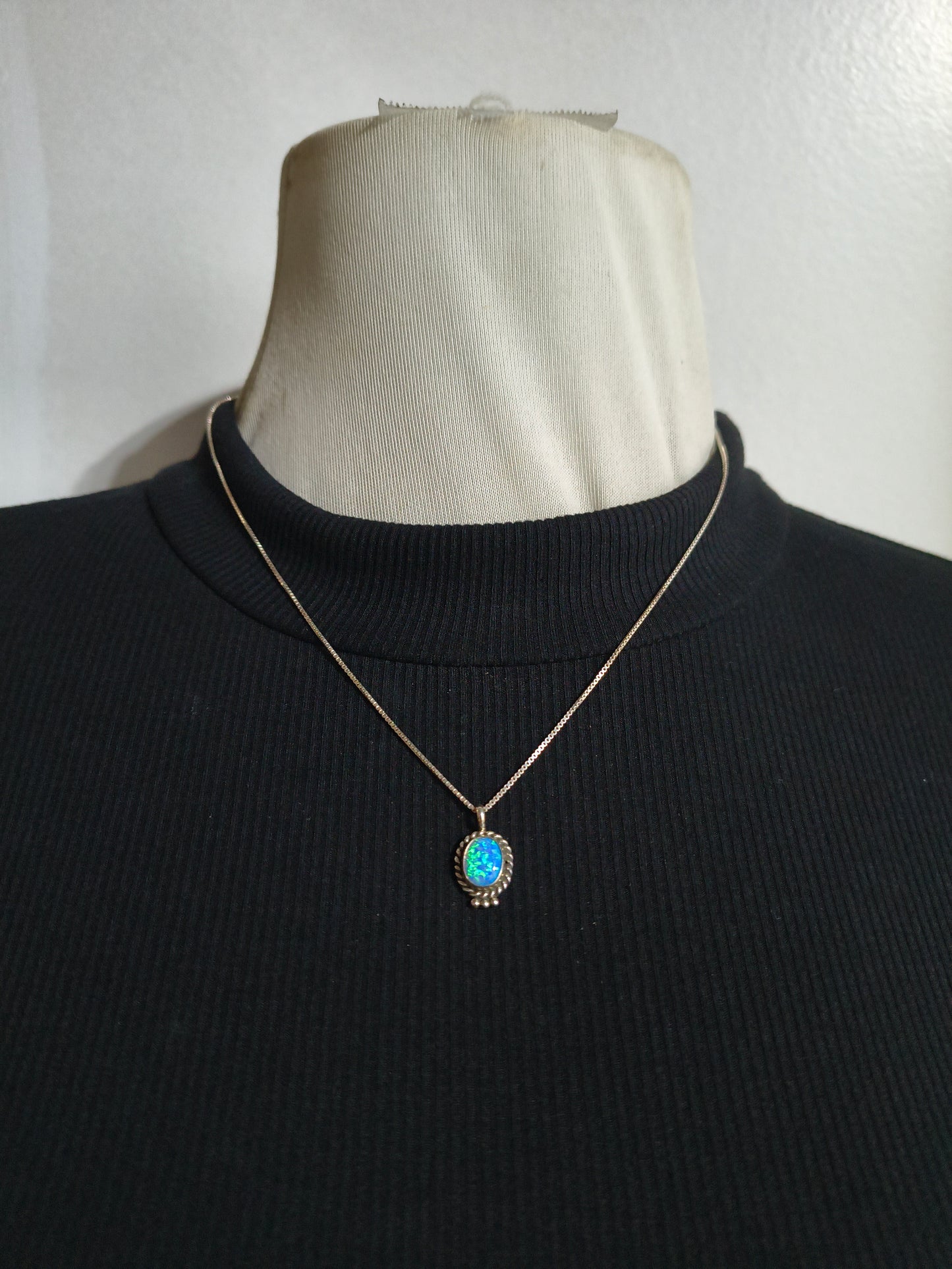 Blue Opal Pendant with 18" chain