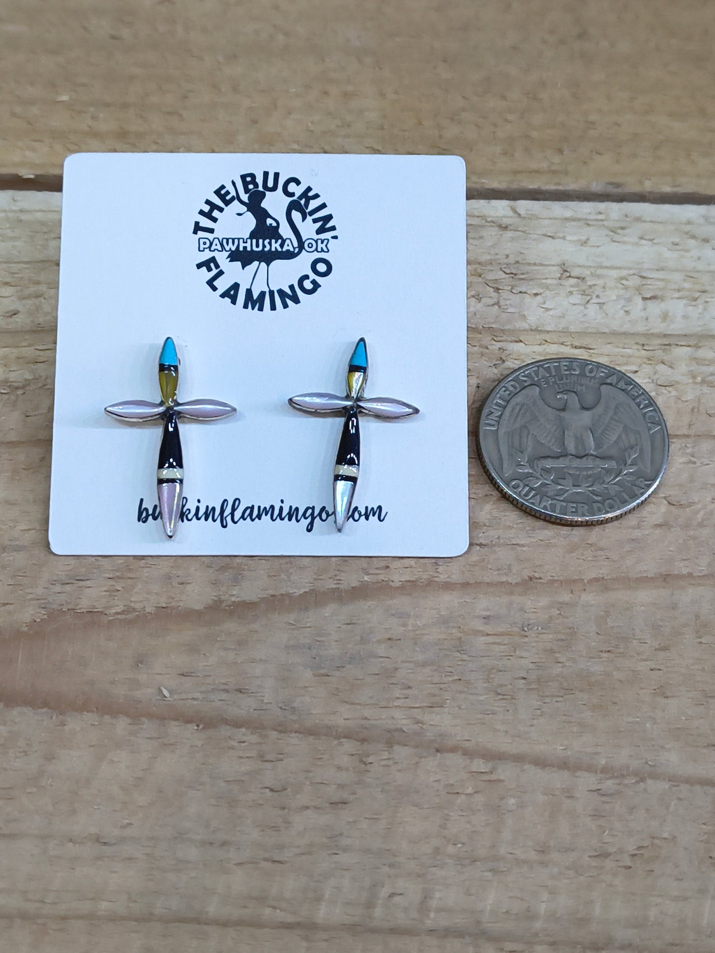Zuni Inlay Cross Post Earrings