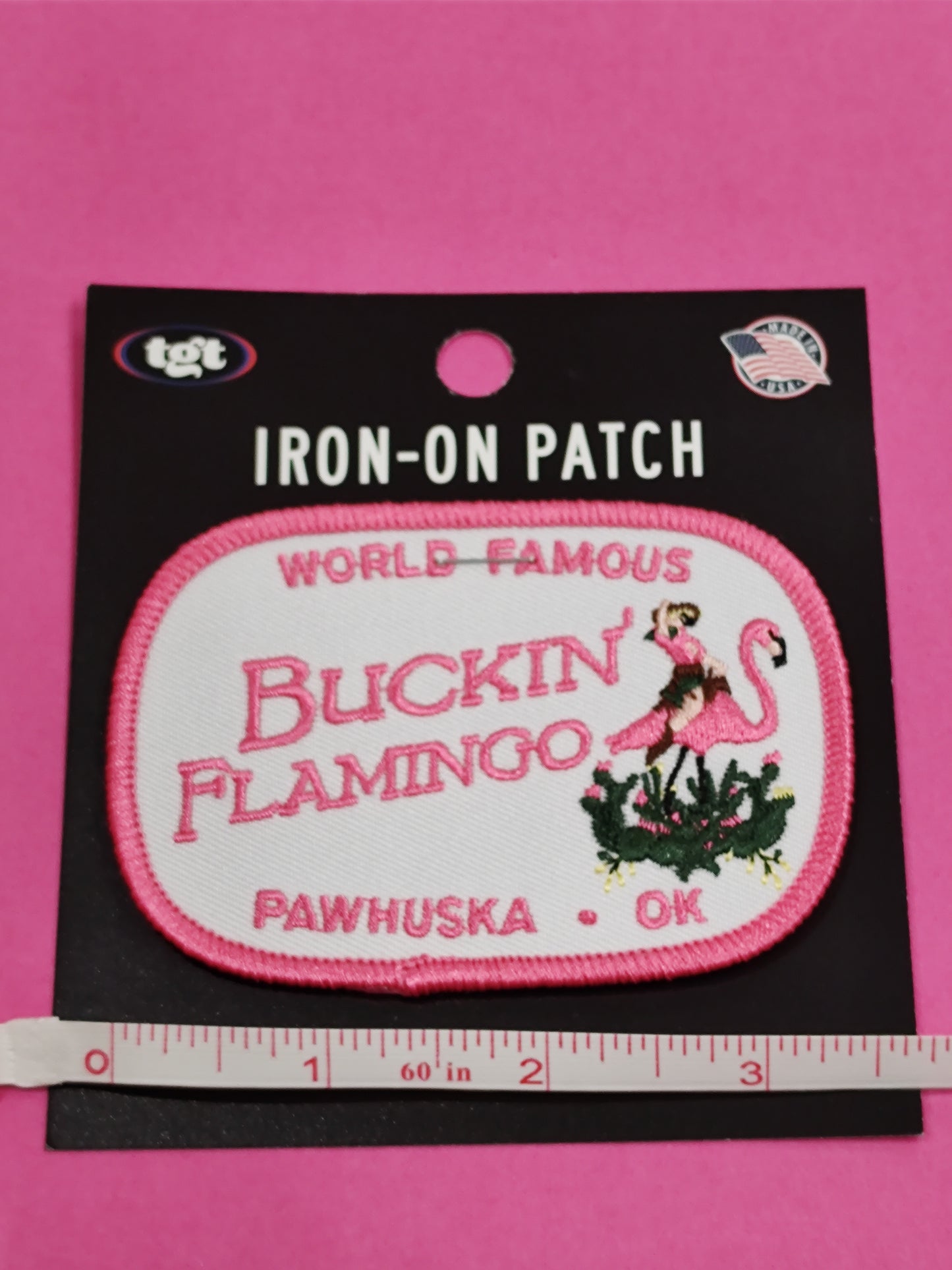 Buckin' Flamingo Iron-On Patch