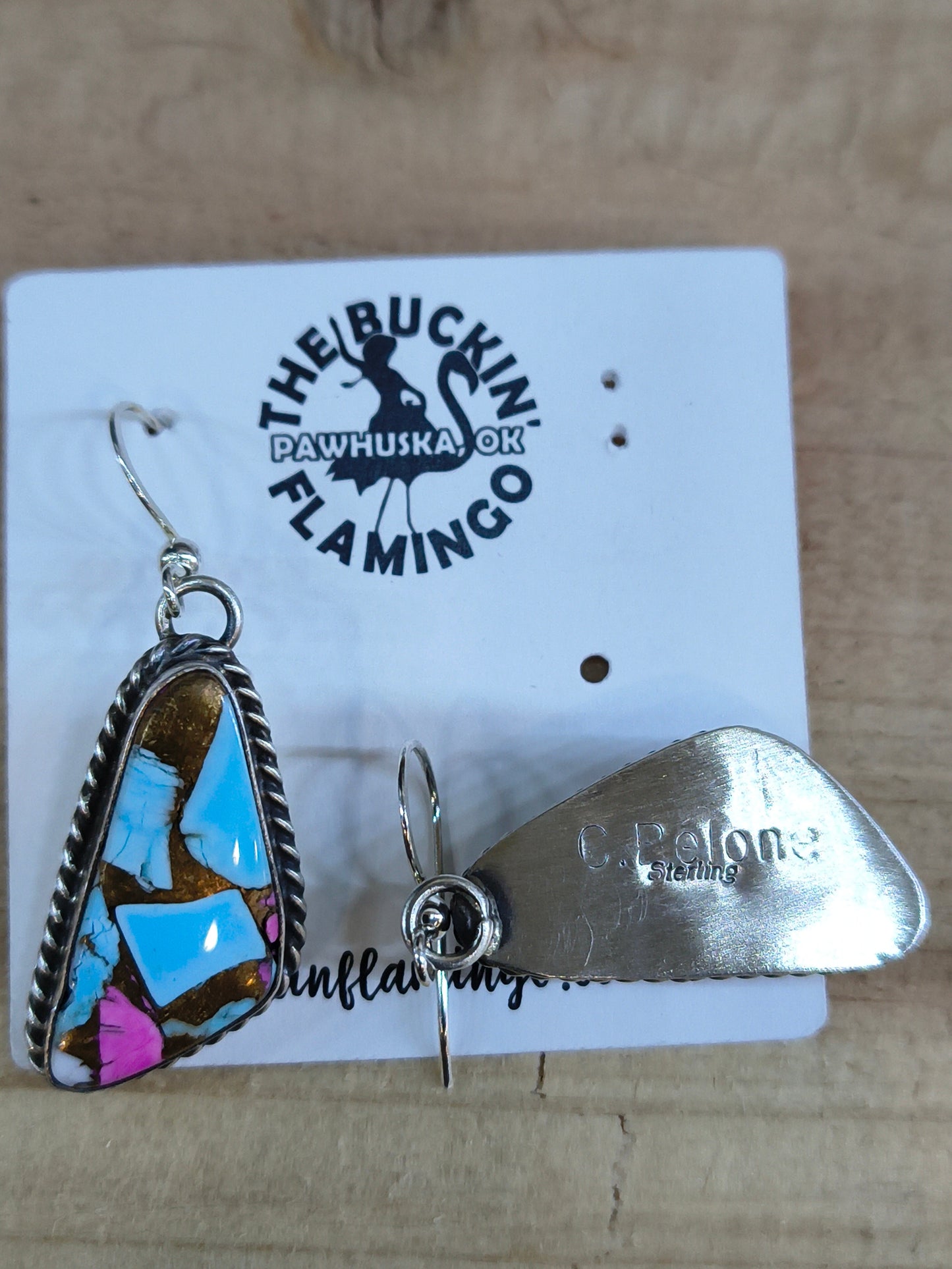 Cotton Candy Dangle Earrings by Chassity Belone, Navajo
