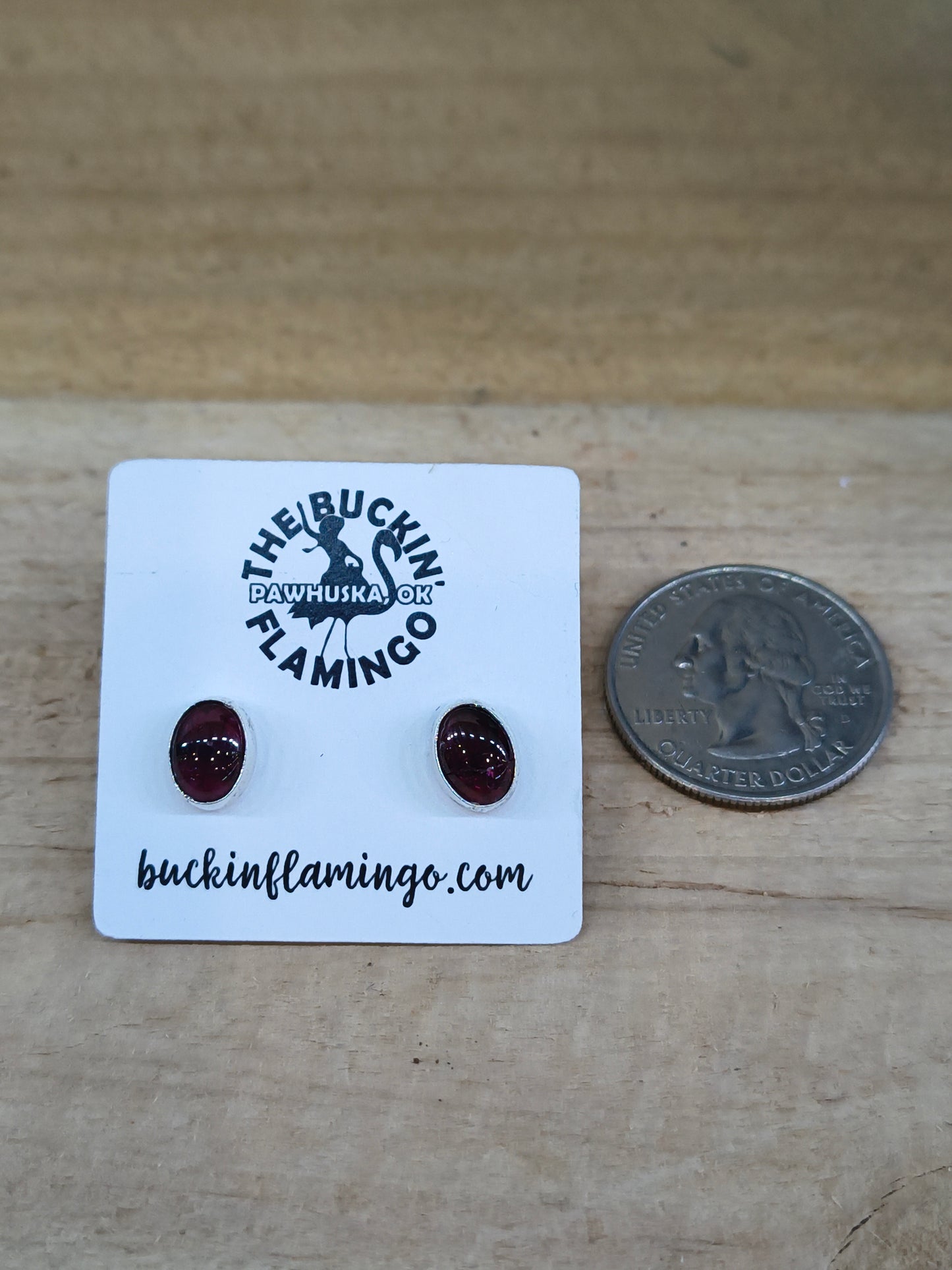 6.5 mm Oval Garnet Post Earrings