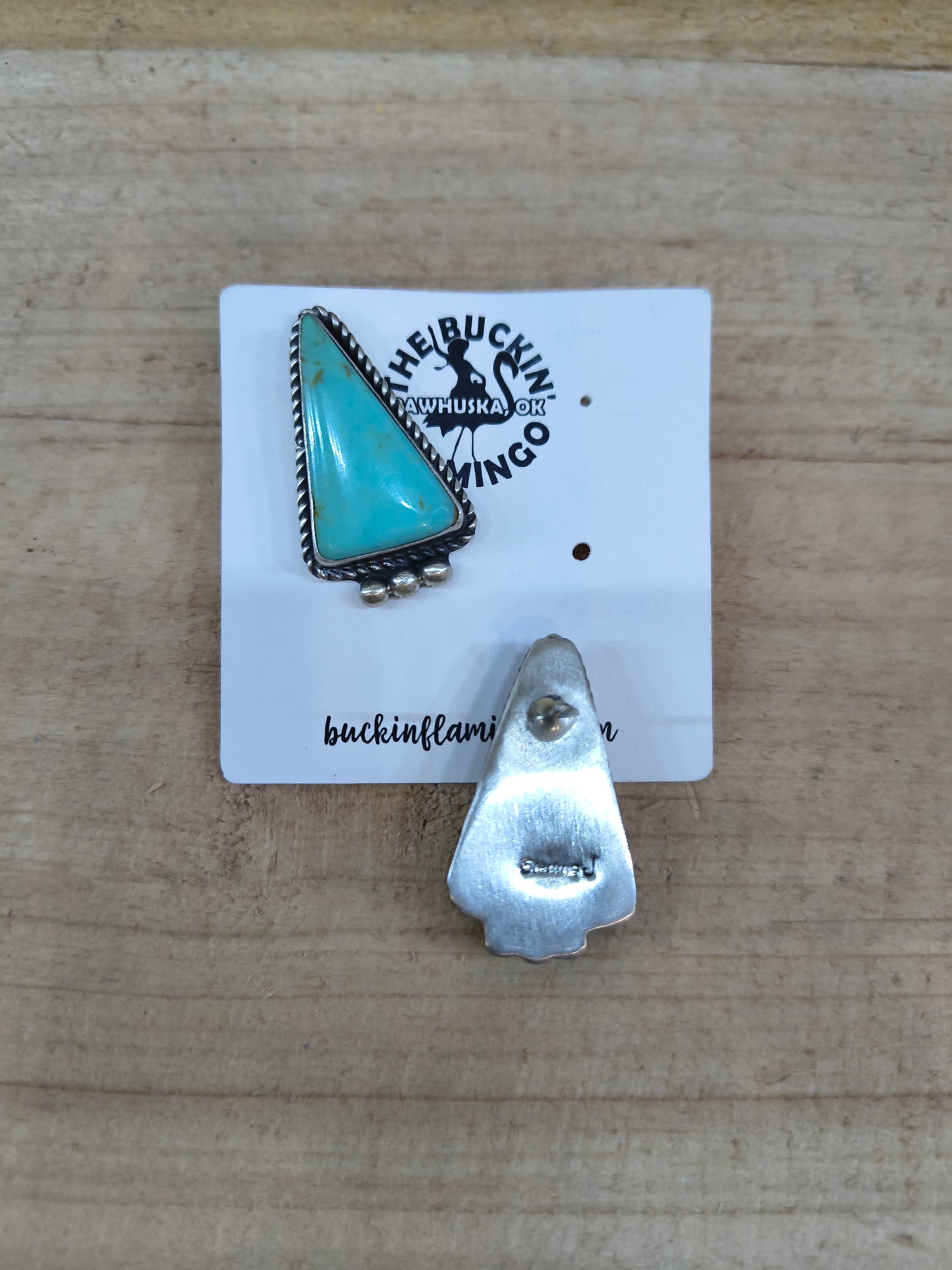 Tyrone Turquoise Top Post Earrings by Jean Dixon, Navajo