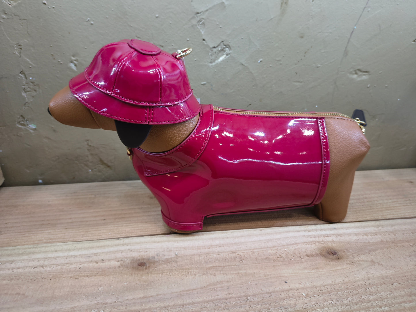 Weiner Dog in a Raincoat Purse