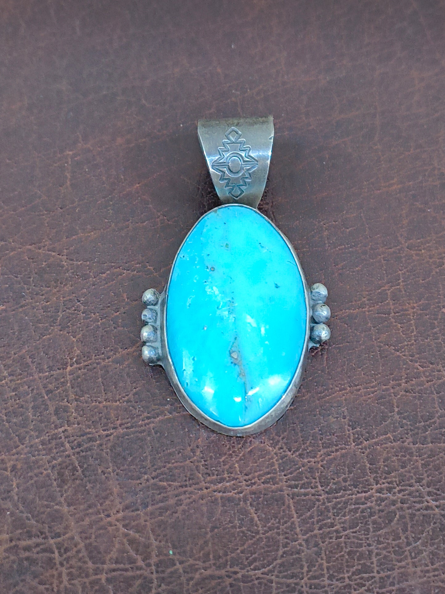 Kingman Oval Turquoise Pendant 11mm Bail by Steven Nez, Navajo