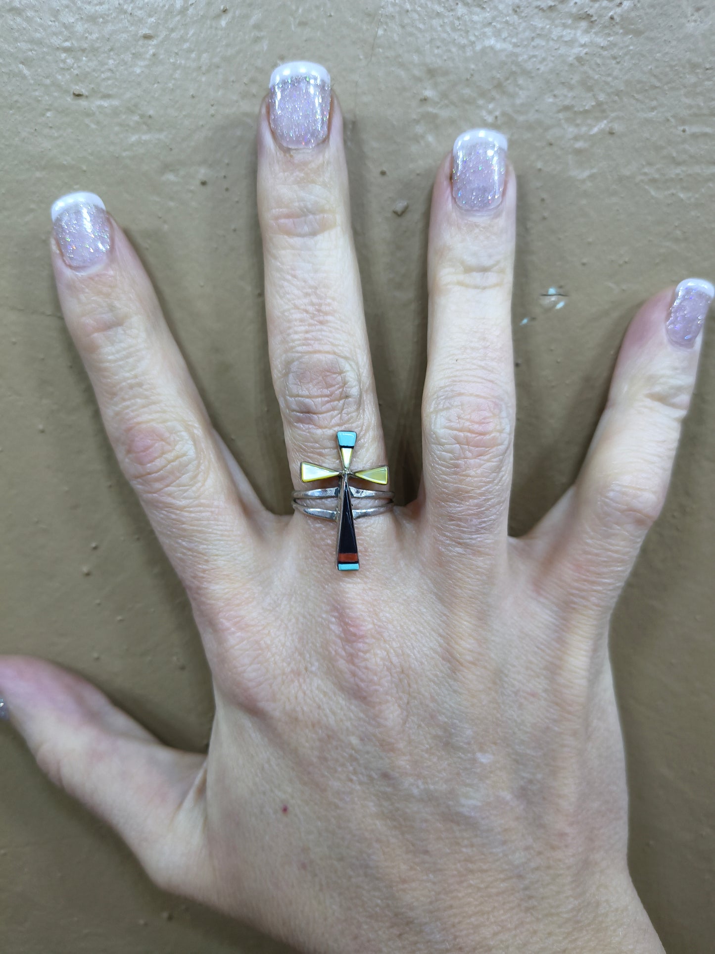 7.5 Zuni Cross Inlay Ring