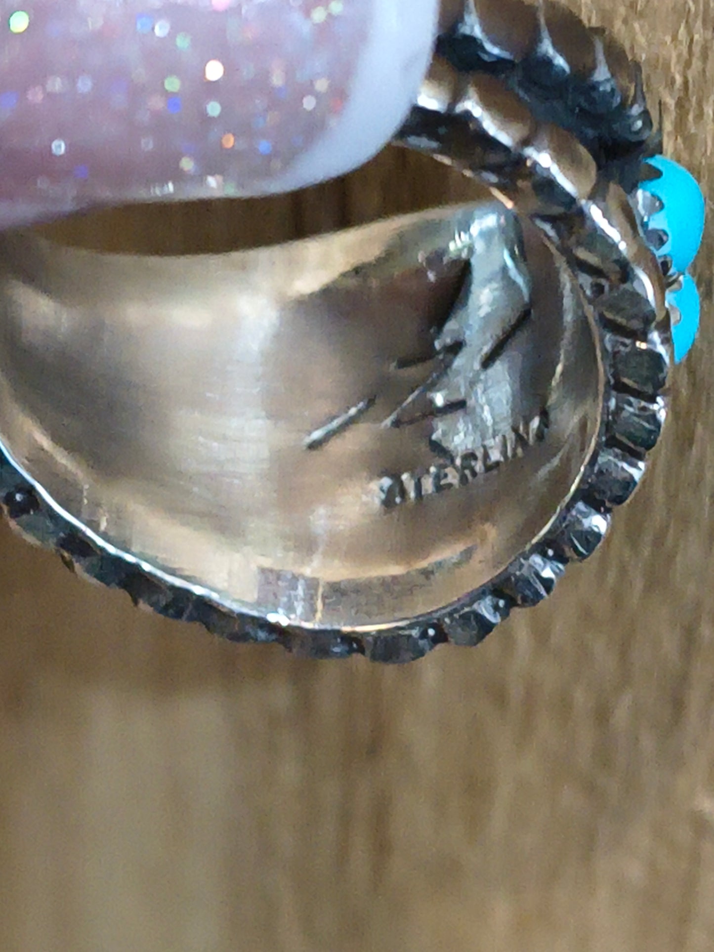 9.5 10 Stone Turquoise Ring by Kenny Lonjose, Navajo