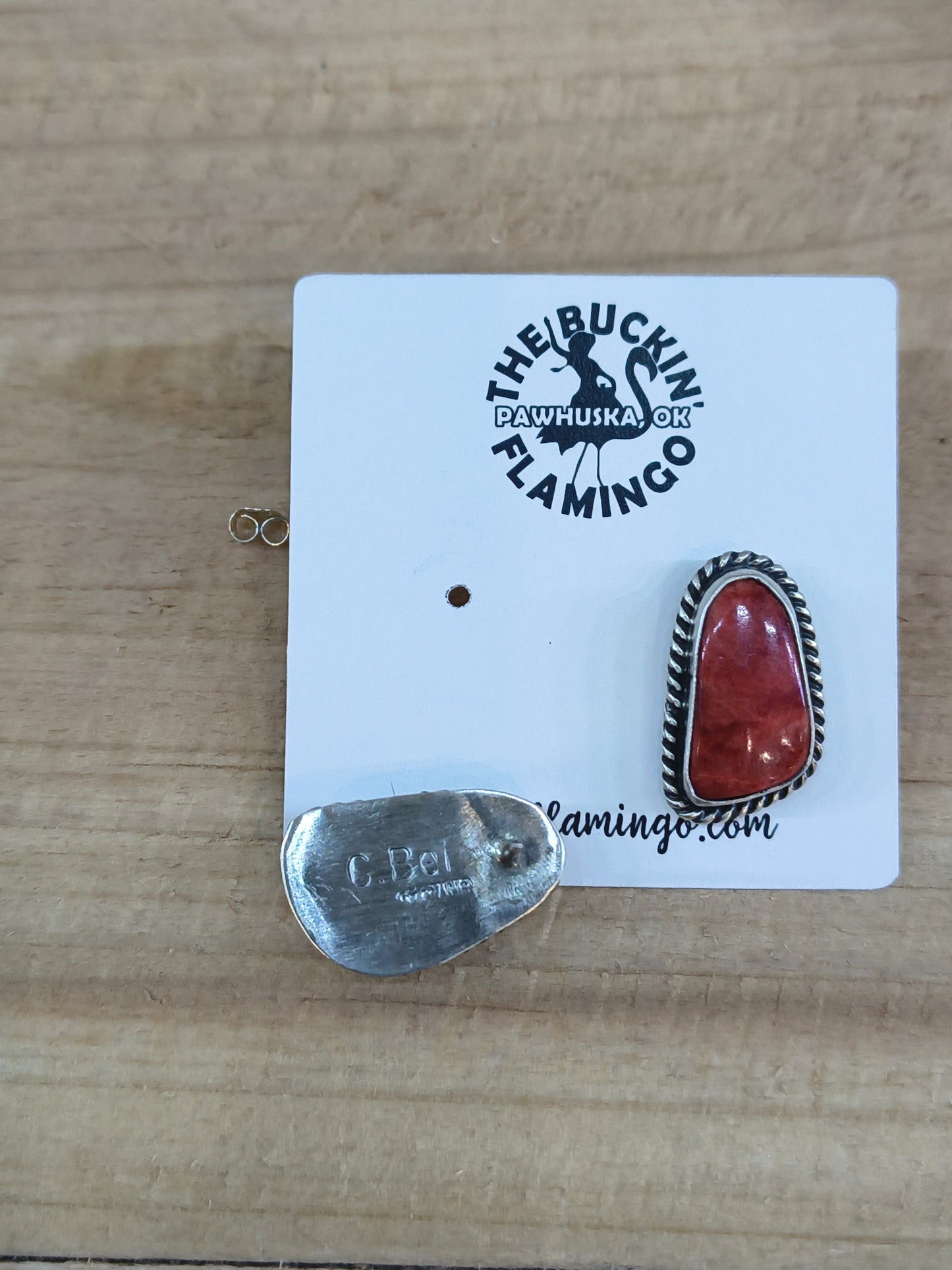 Spiny Oyster Shell Post Earrings by Chassity Belone, Navajo