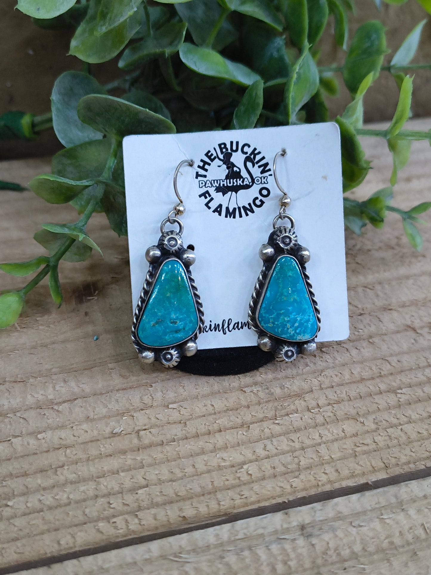 Kingman Turquoise Dangle Earrings by Augustine Largo, Navajo