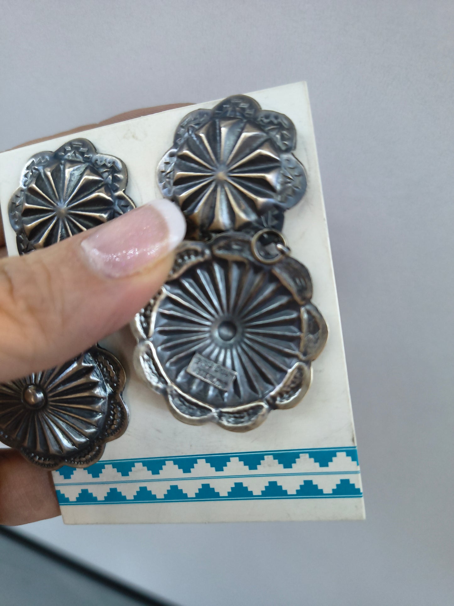 Double Concho Dangle Earrings by Rita Daye, Navajo