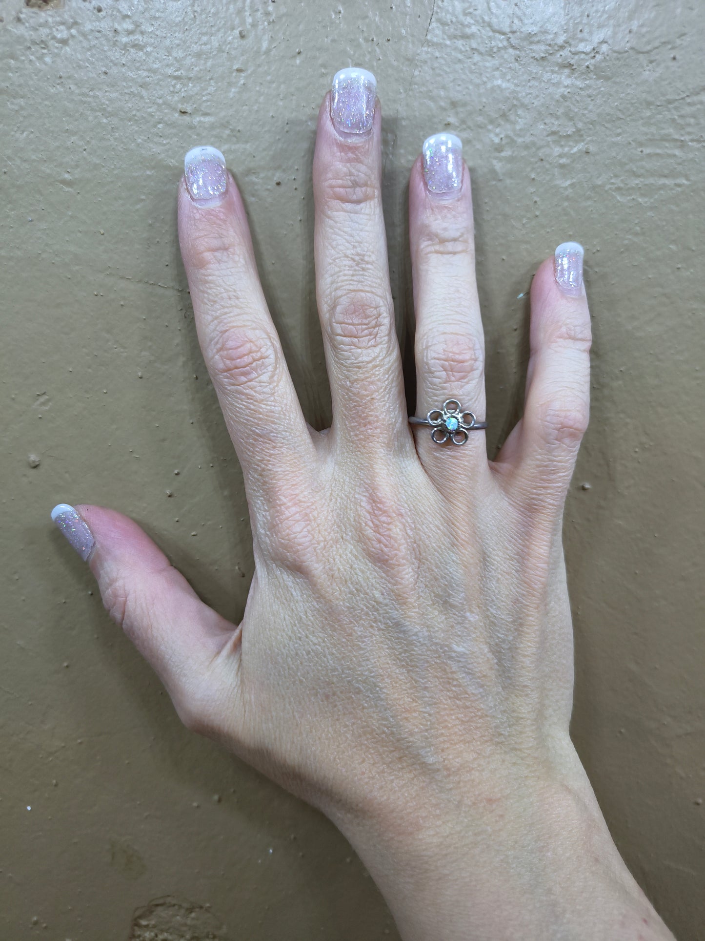 7.0 Tiny Opal Flower Ring