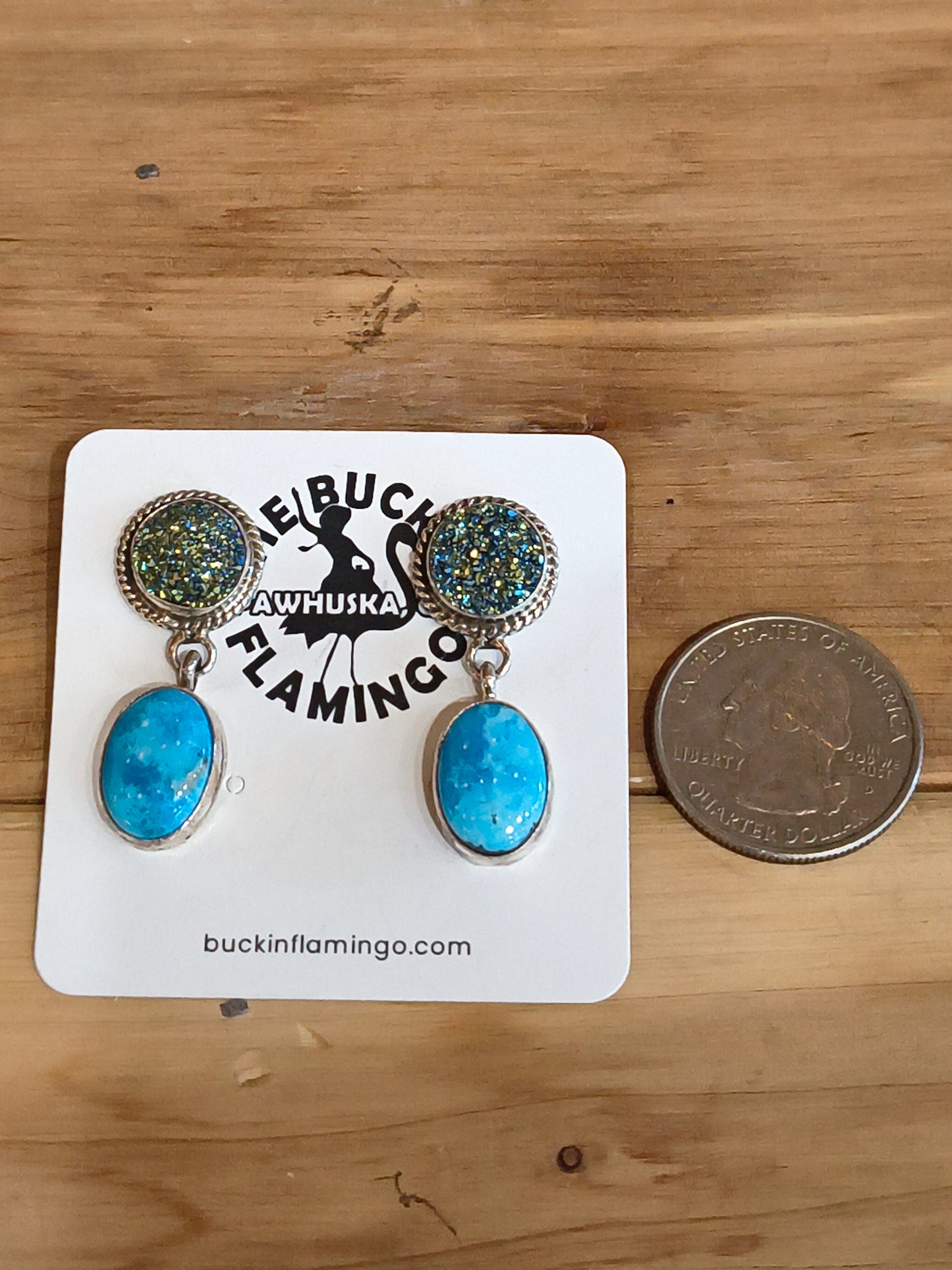 Turquoise and Iridescent Crystal Post Earrings