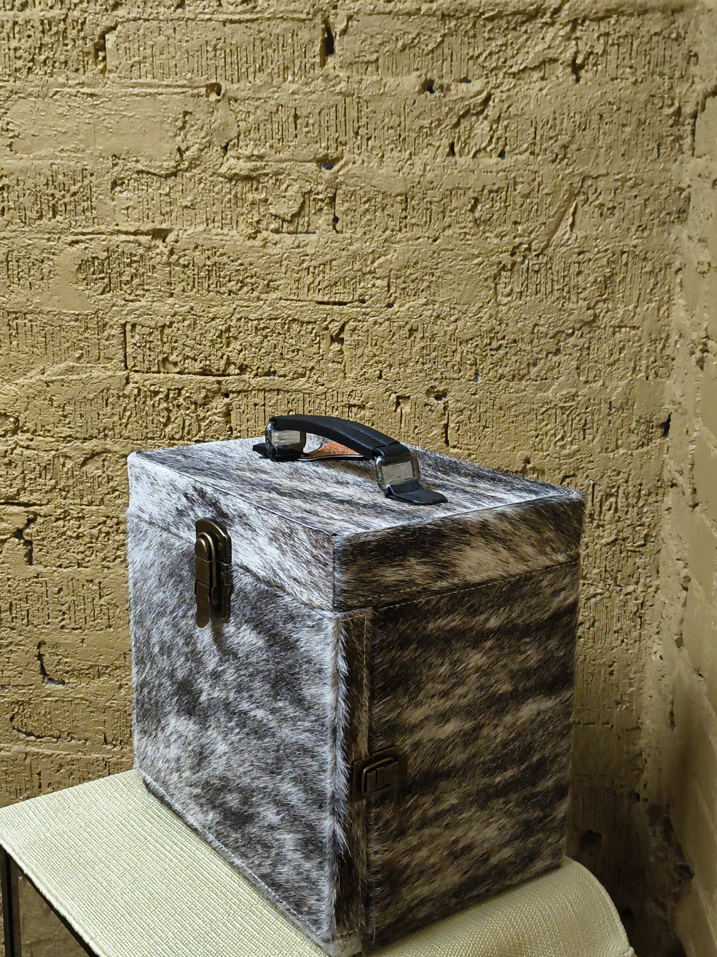 Cowhide Train Case Jewelry Box