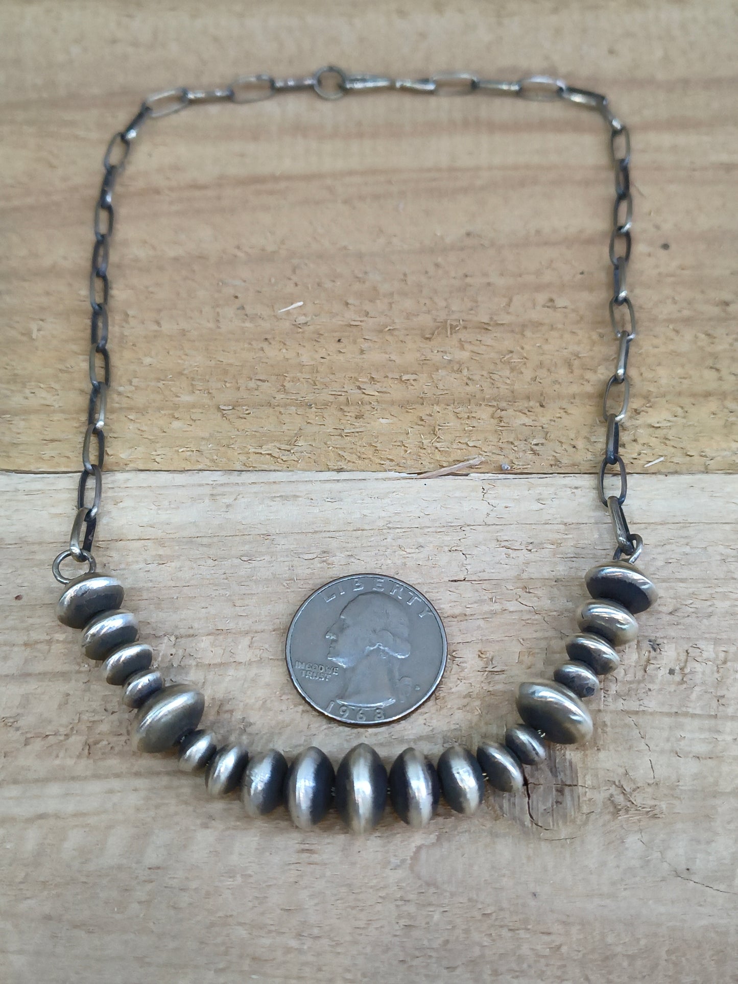17" Handmade Navajo Pearl and Paperclip Necklace by James Begay, Jr., Navajo