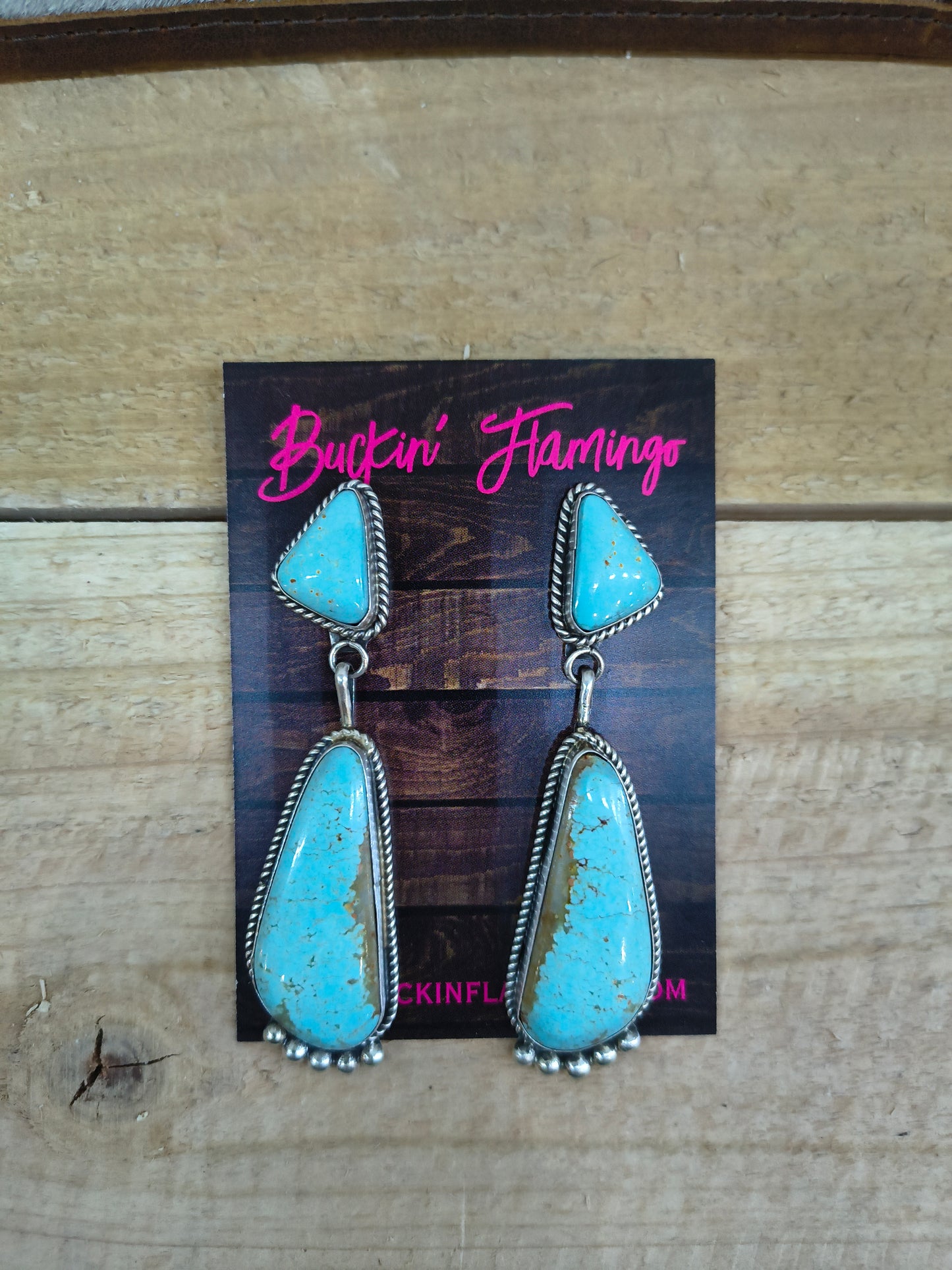 High Grade Kingman Turquoise Dangle Earrings by Judith Dixon