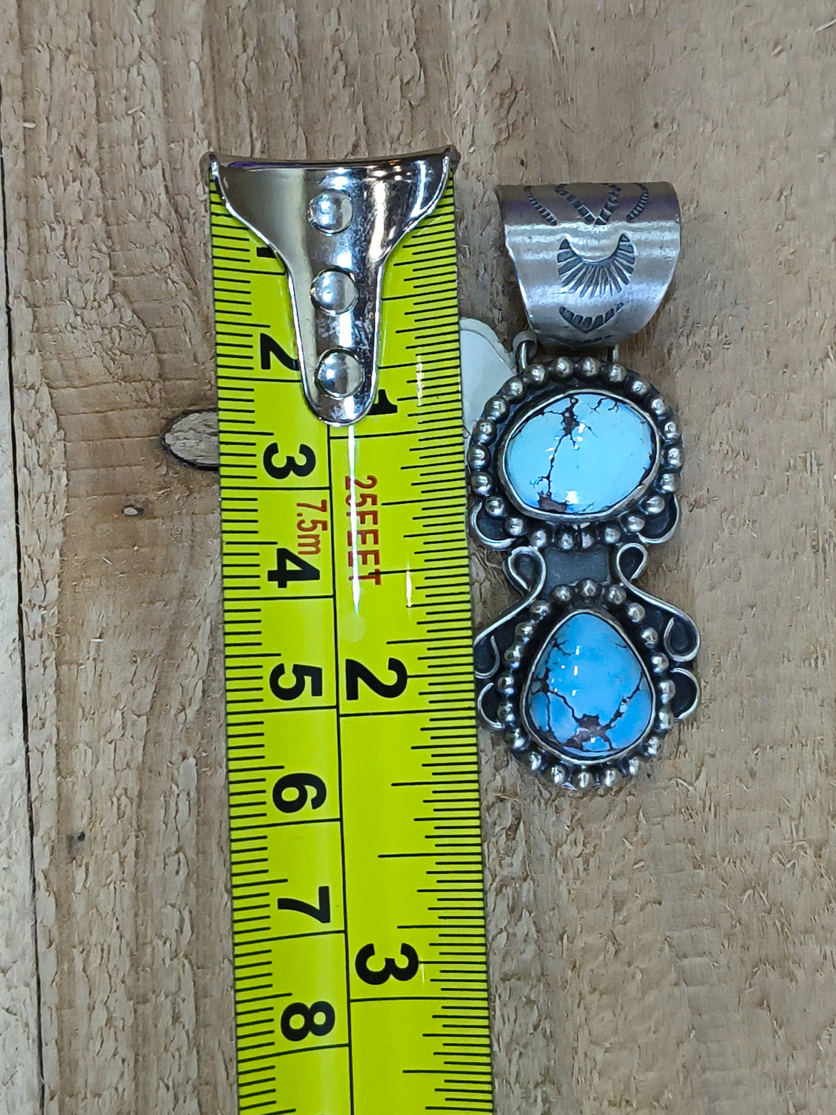 2 Stone Golden Hills Turquoise Pendant 13 mm Bail by Terrel Nez, Sr. Navajo