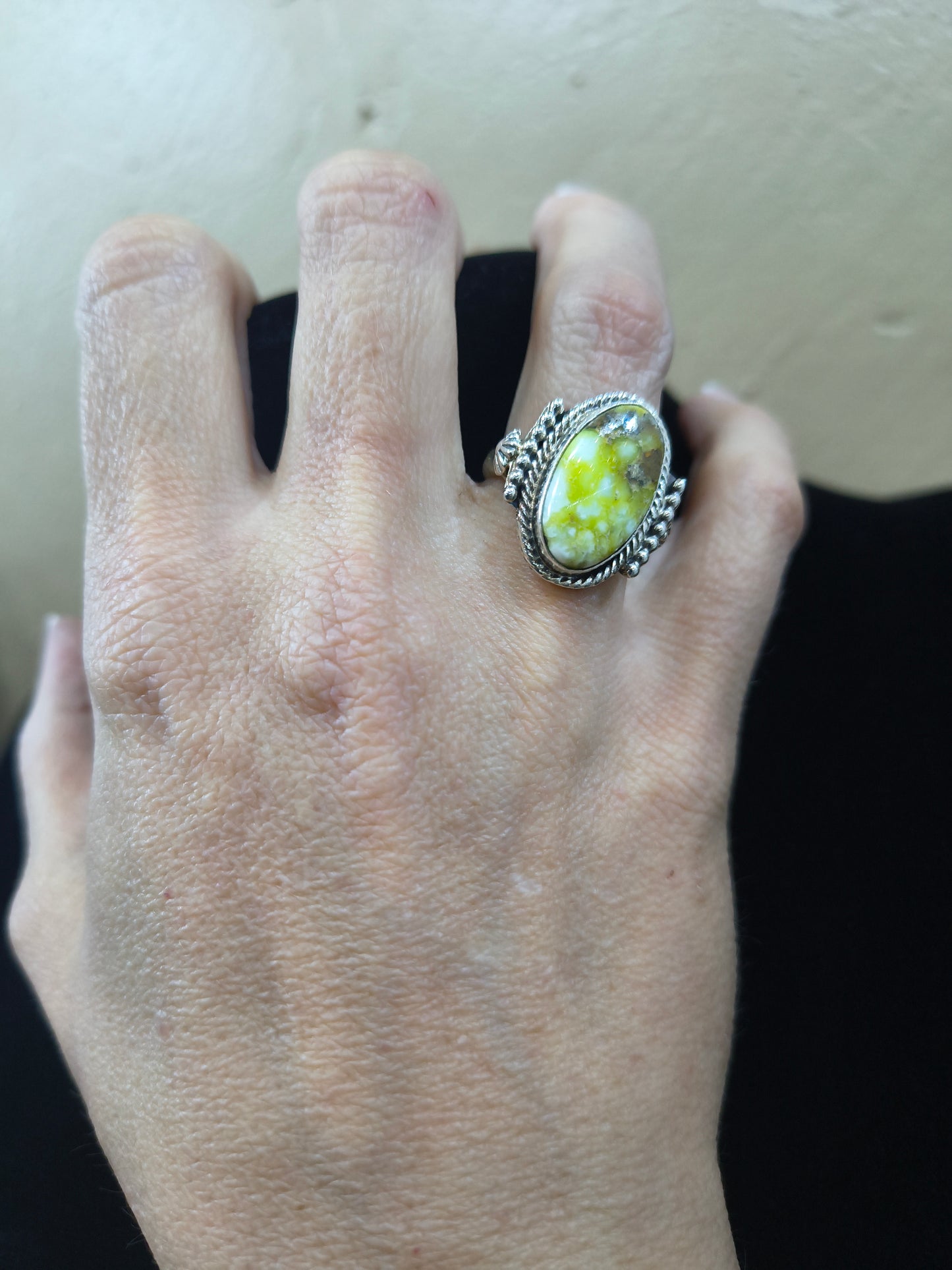 5.5 Palomino Turquoise Ring by Andrew Vandever, Navajo