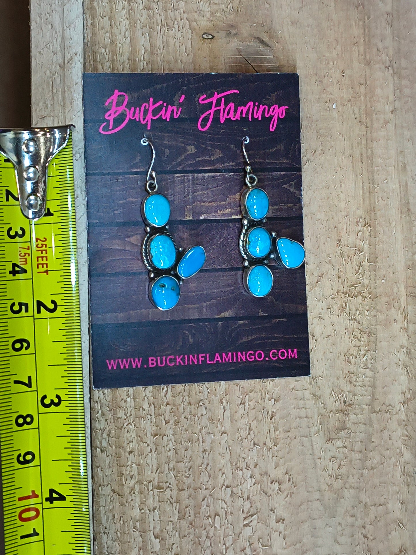 Sleeping Beauty Cactus Rope and Smooth Setting Earrings