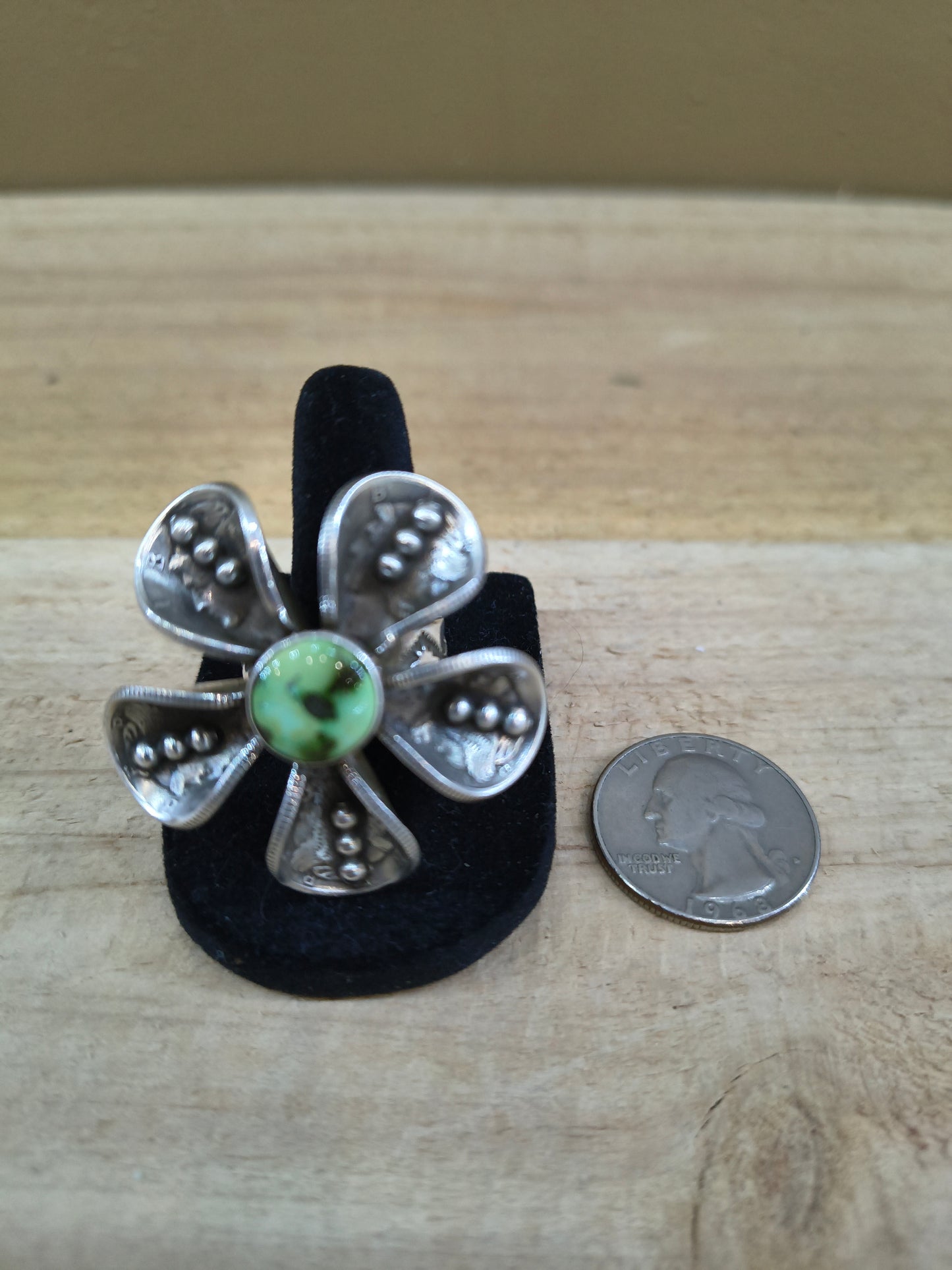 Palomino Mercury Dime Adjustable Ring by James Begay, Jr., Navajo