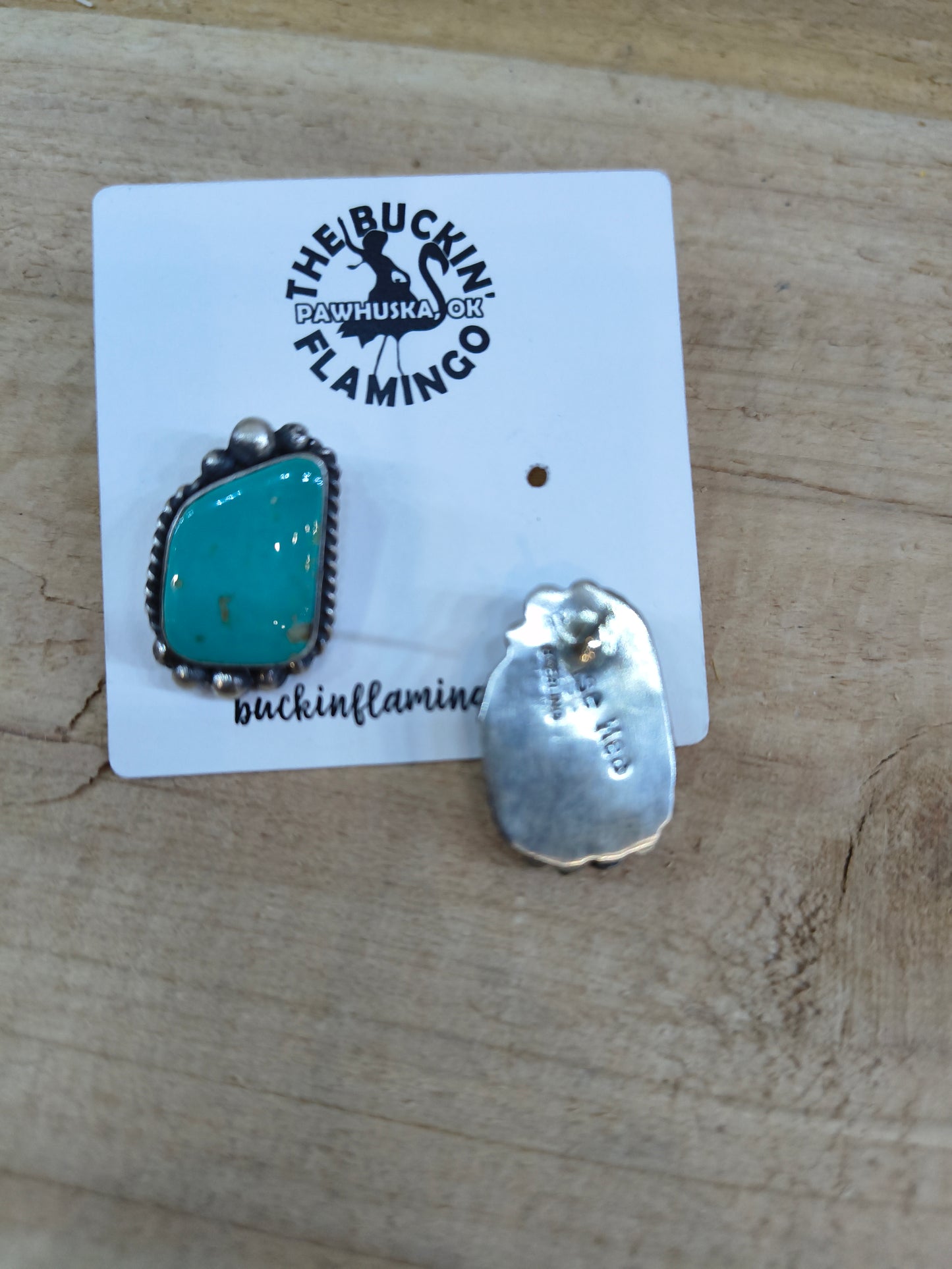 Kingman Turquoise Top Post Earrings by Elouise Kee, Navajo