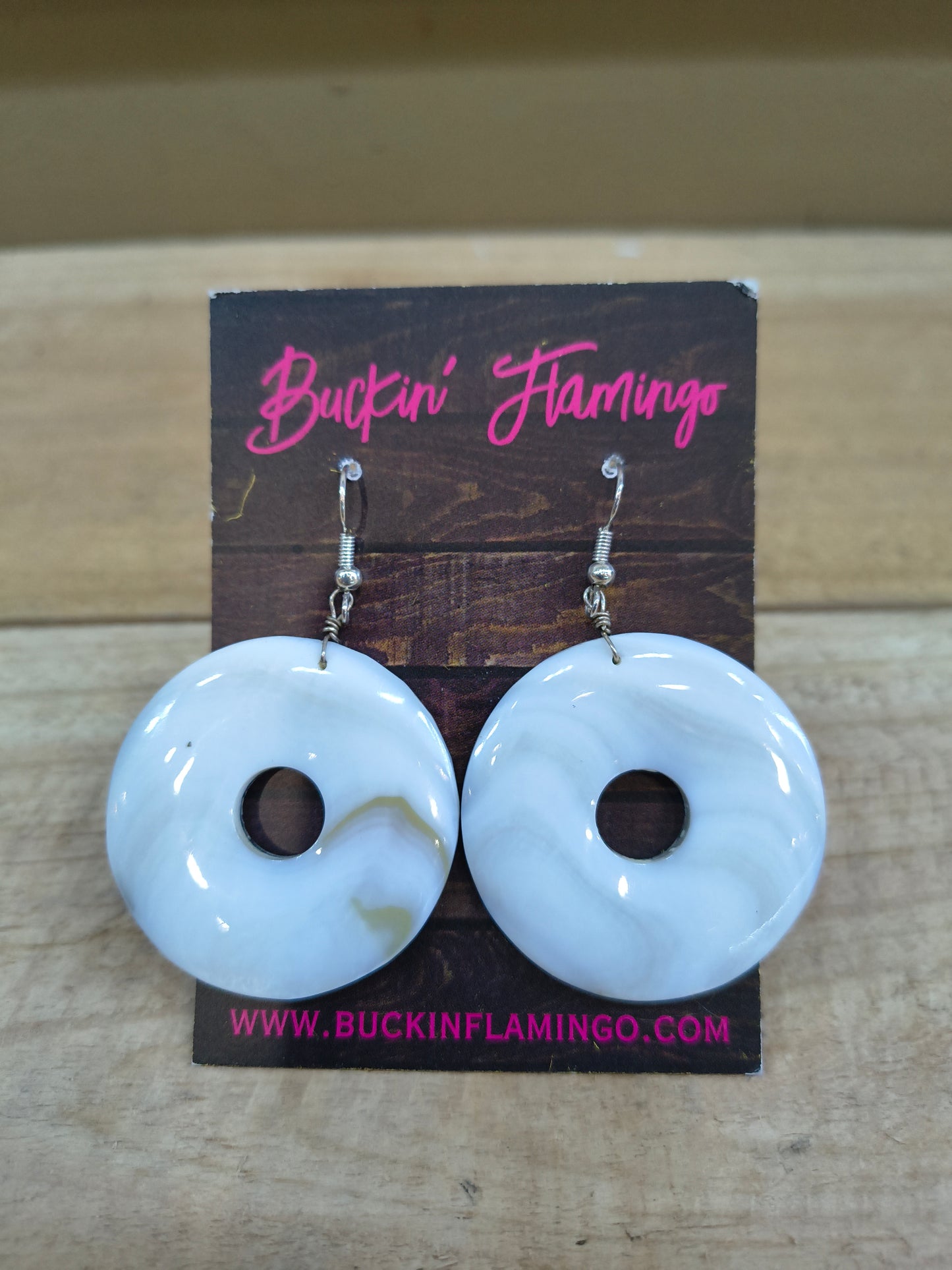 Abalone Inlay Hook Earrings