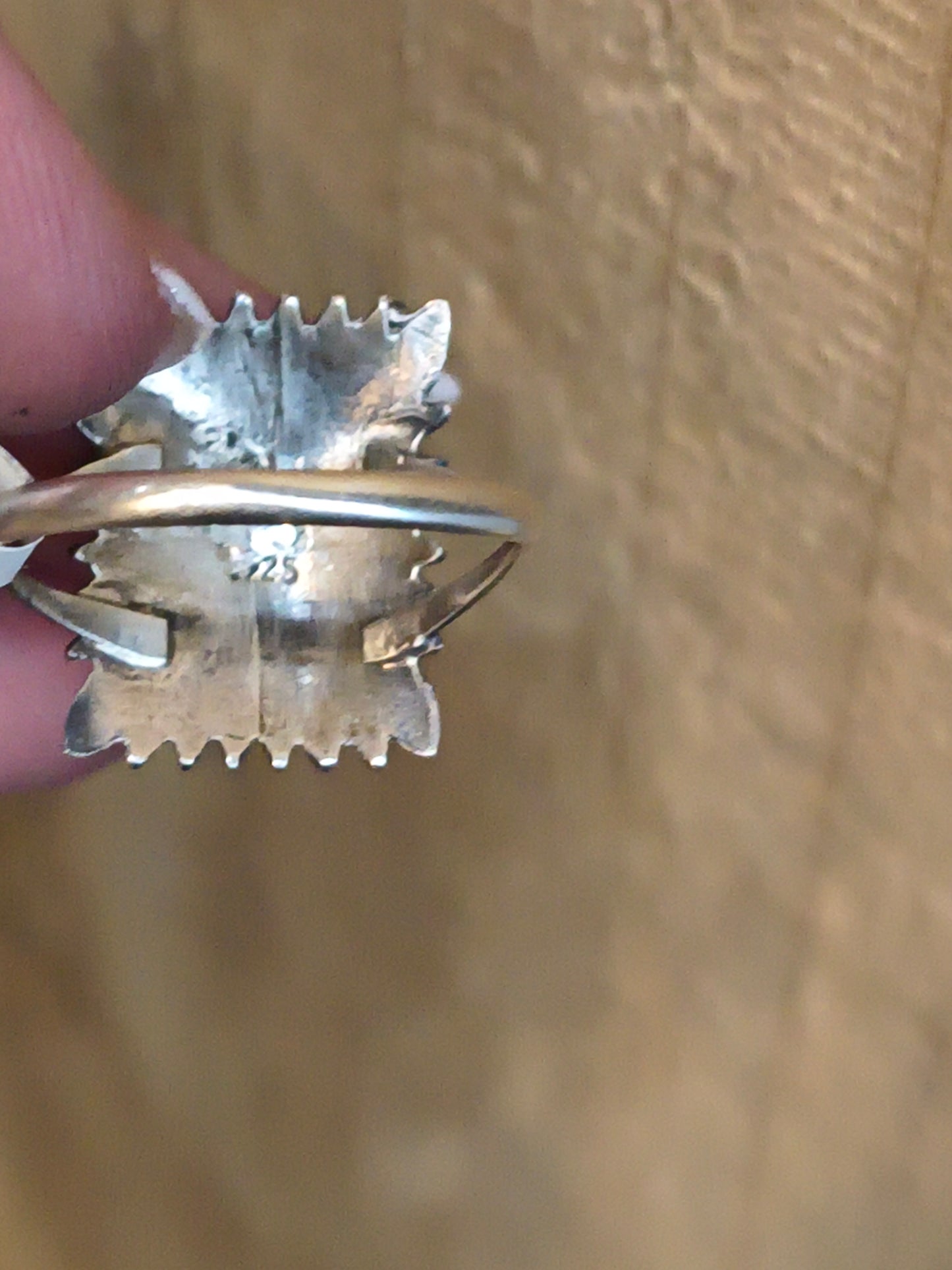 Sterling Silver and Red Coral Ring by Jamie Saunders, Navajo