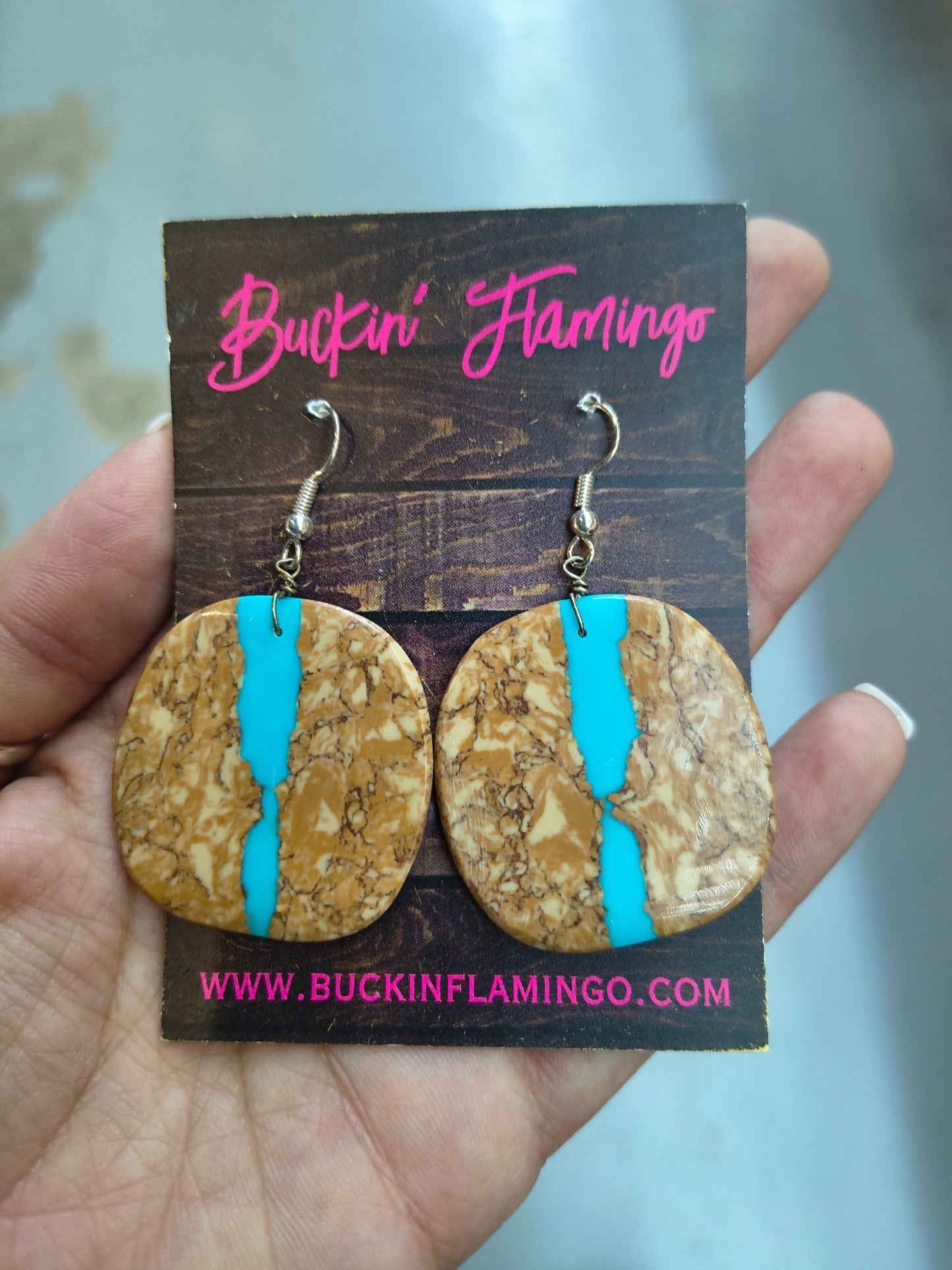 Boulder Ribbon Turquoise Slab Earring