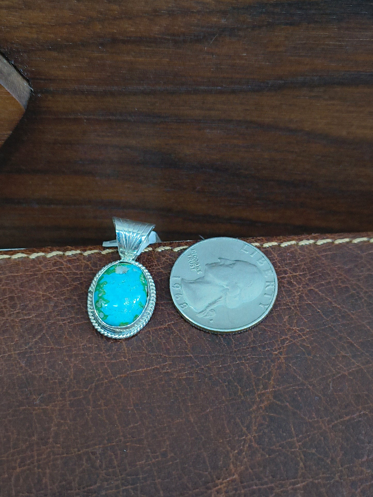 Sonoran Gold Turquoise Pendant by Judy Largo, Navajo