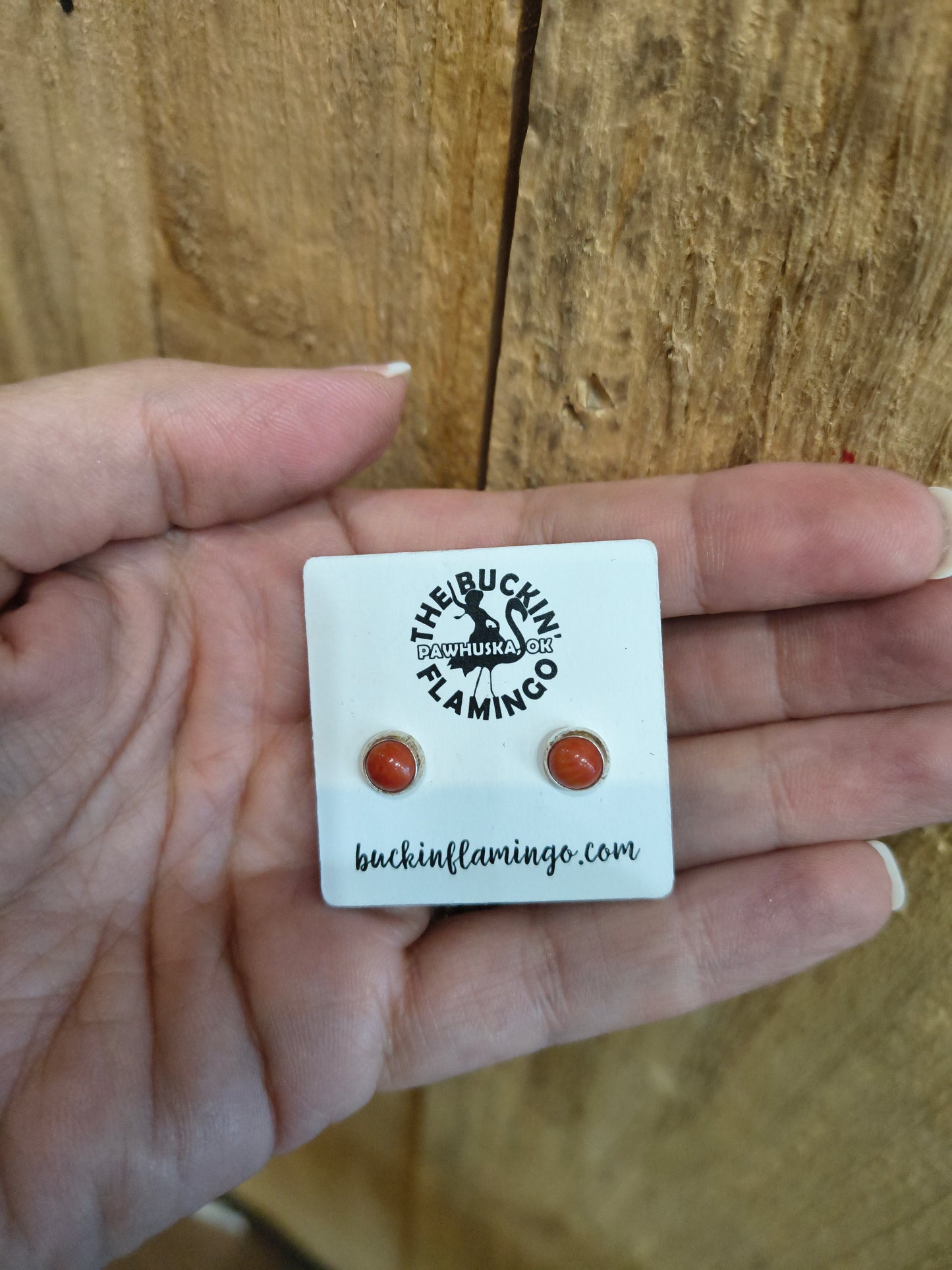 6.5mm Red Coral Small Stud