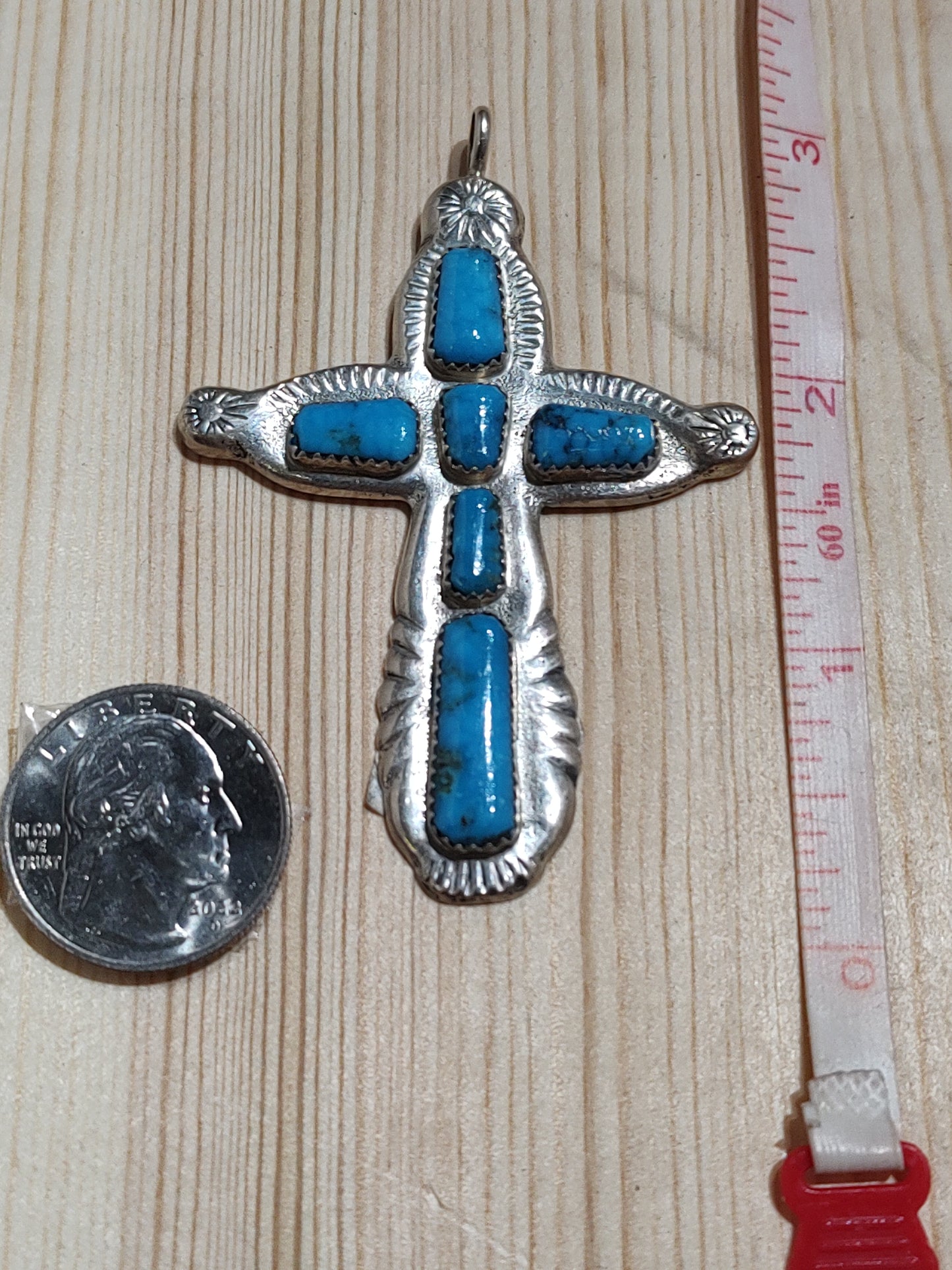 Cross turquoise pendant