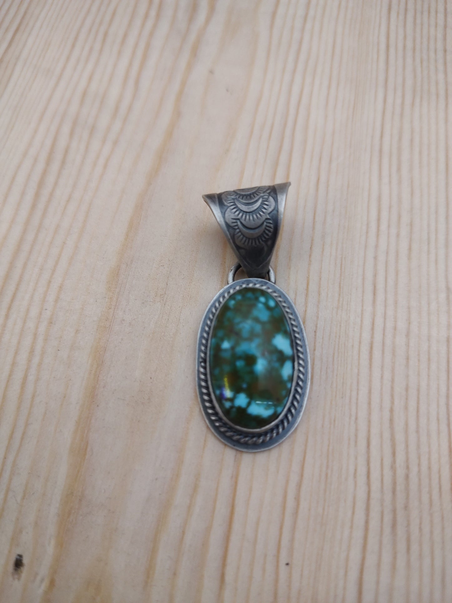 High Grade Kingman Web Turquoise Pendant by Gilbert Platero