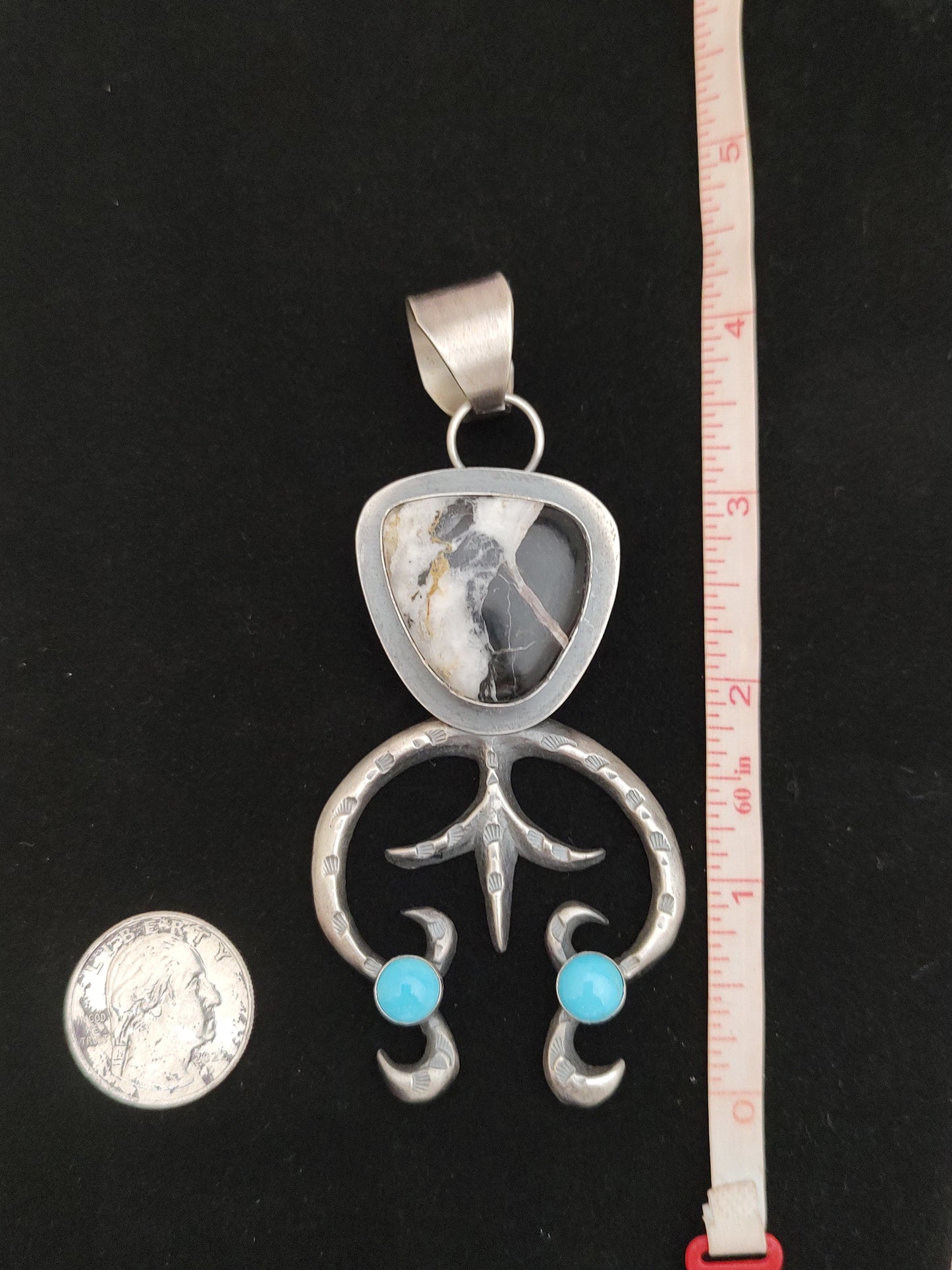 White Buffalo and Sleeping Beauty Turquoise Pendant