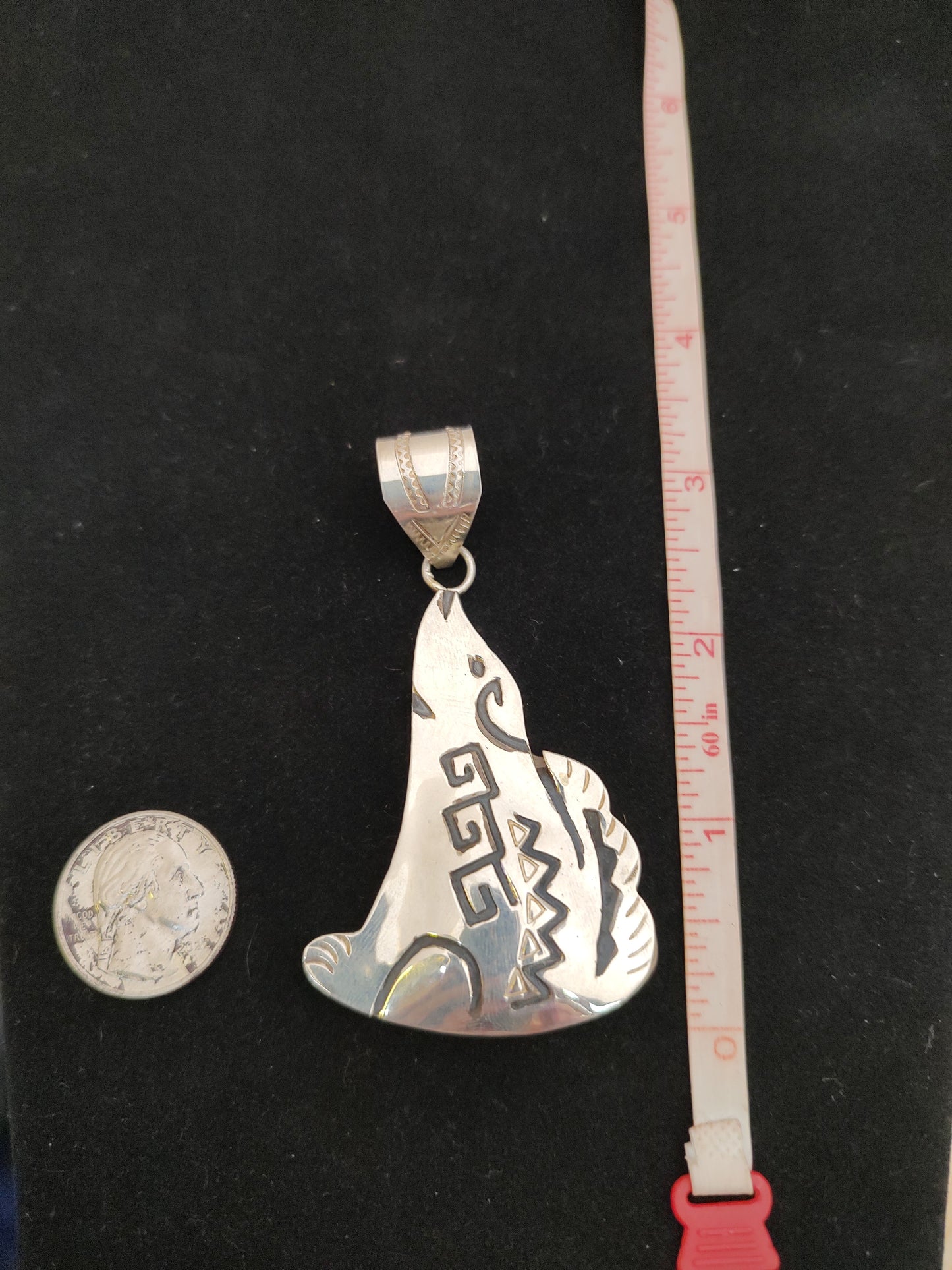Silver Coyote Pendant by A. Mariano, Navajo