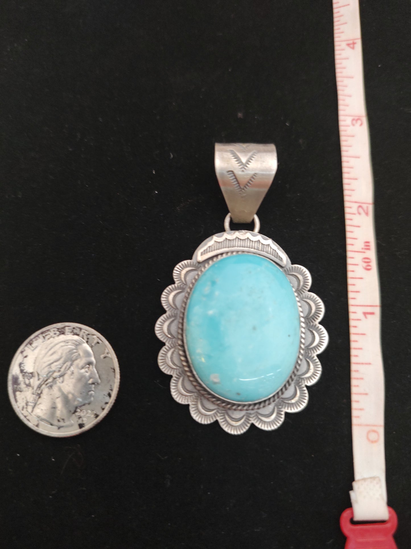 Oval Kingman Turquoise Pendant