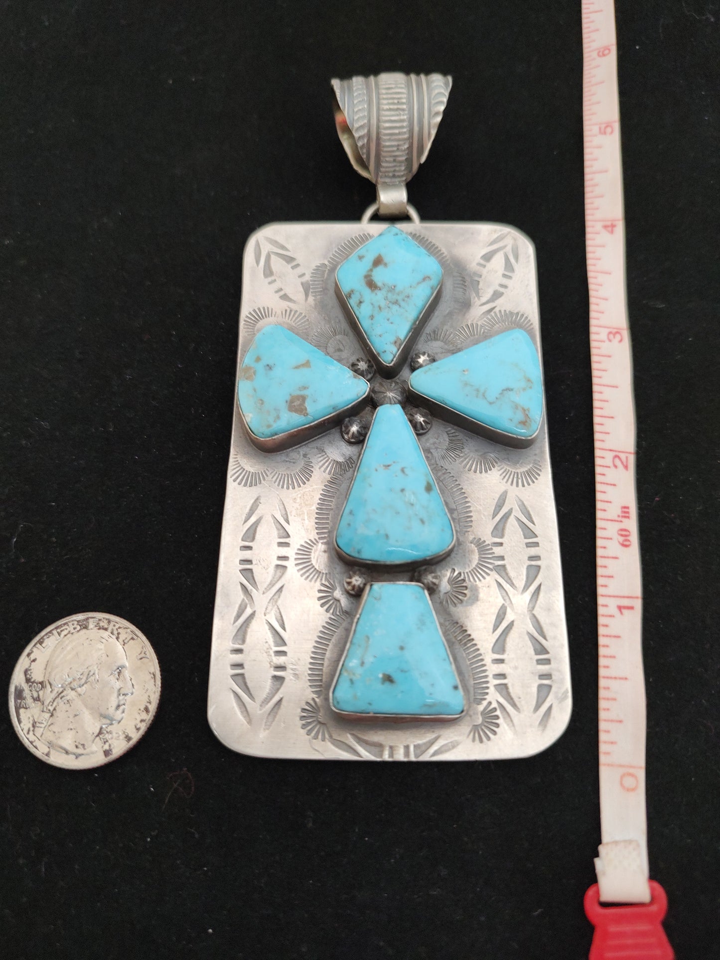 Kingman Turquoise Cross Pendant