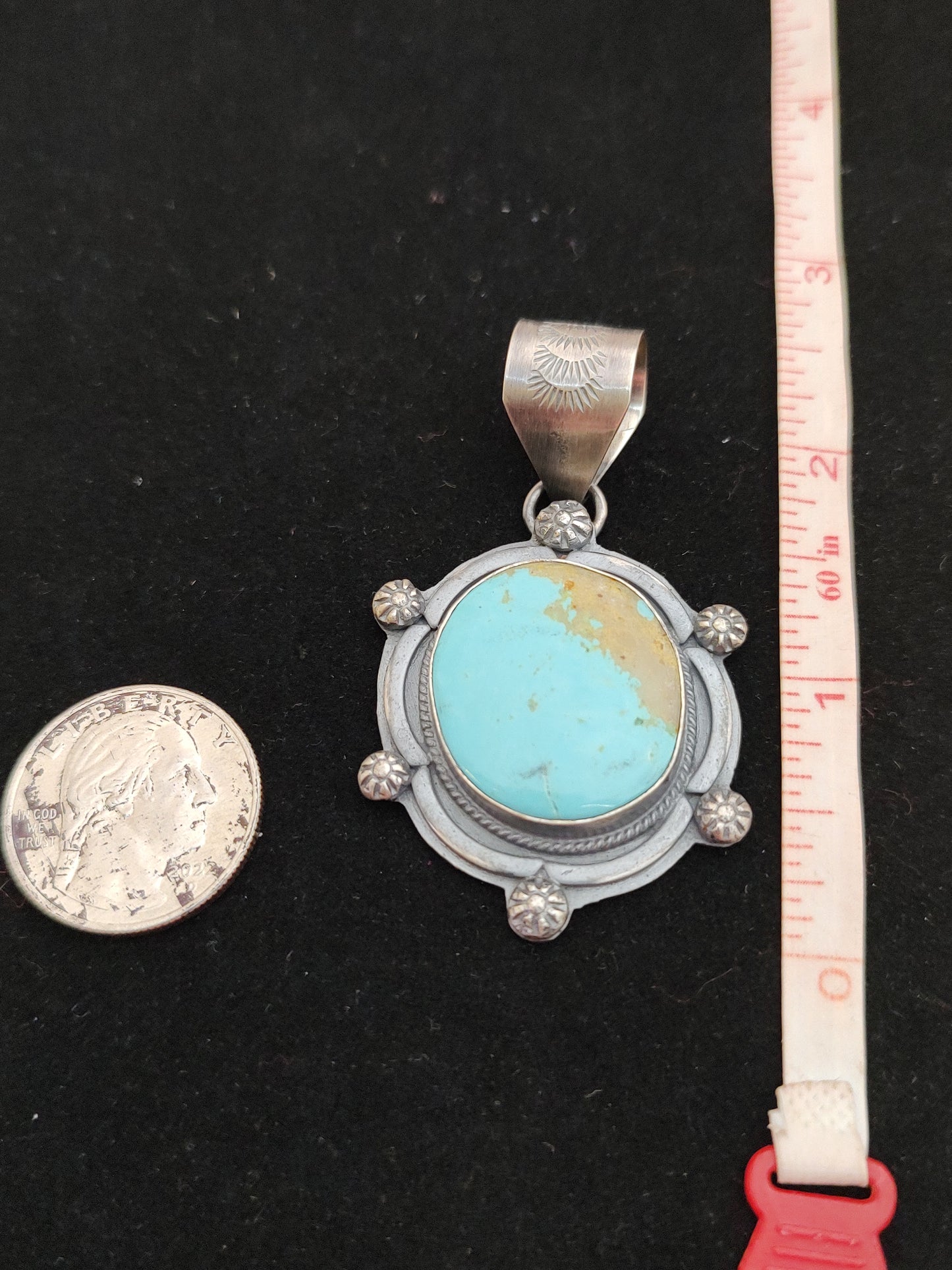 Round Kingman Turquoise Pendant