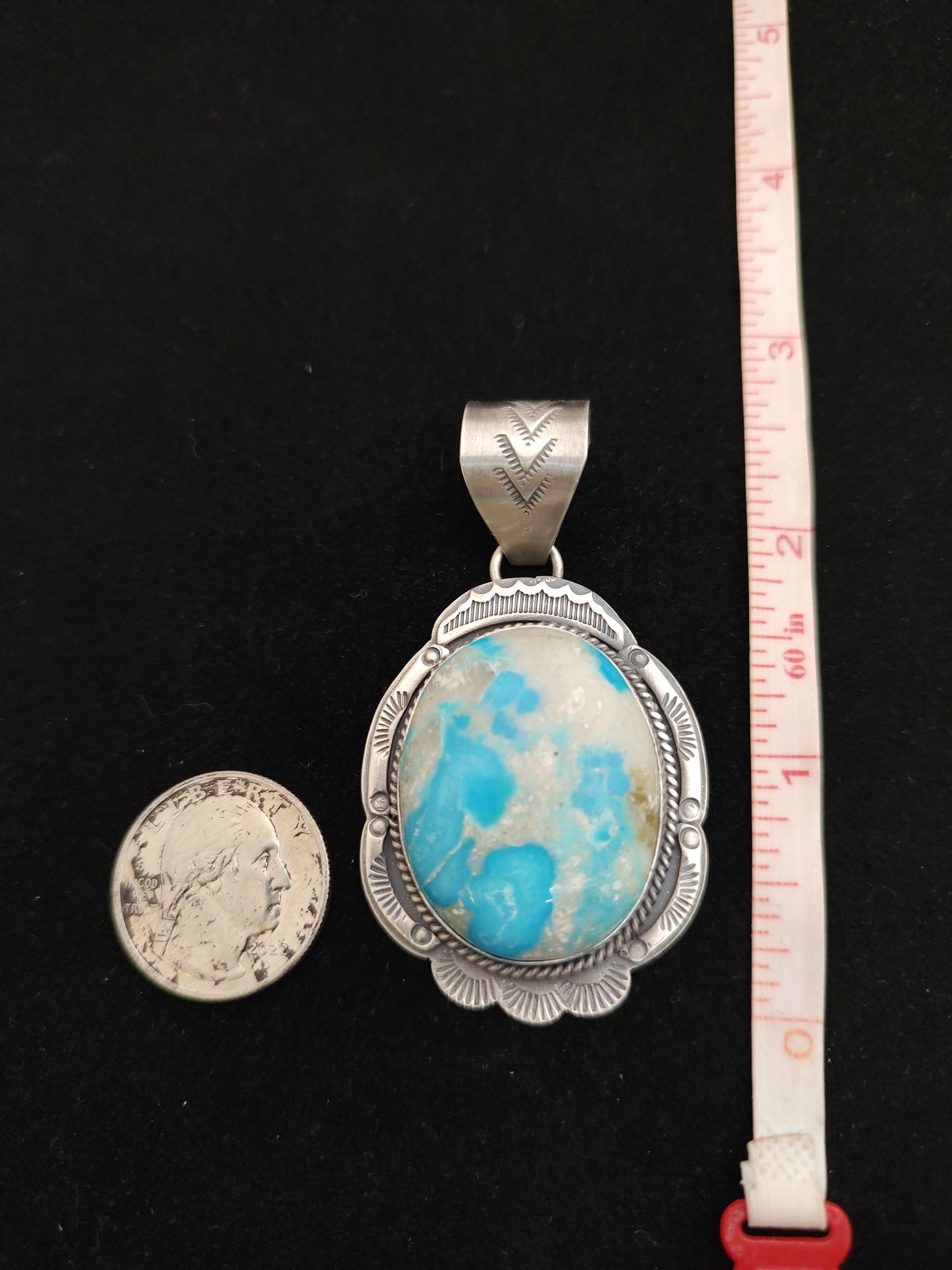 Round White Water Turquoise Pendant