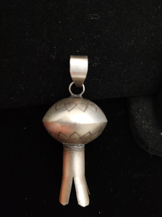 Silver Blossom Pendant with Heart Design