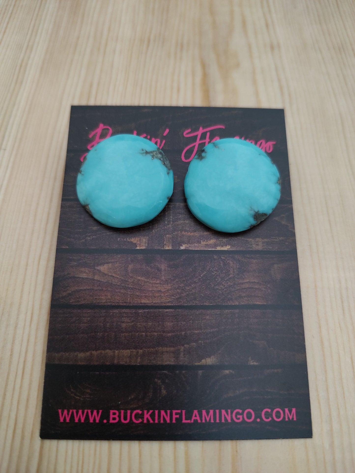 Flat Kingman Turquoise Round Post Earrings