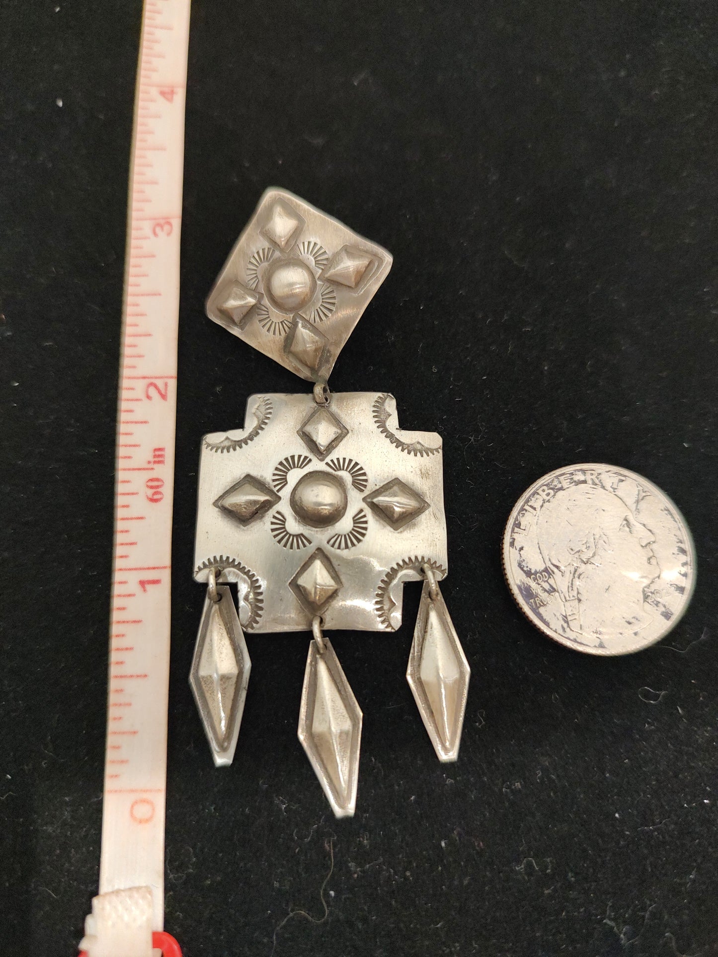 Large Silver Dangle Post Earrings