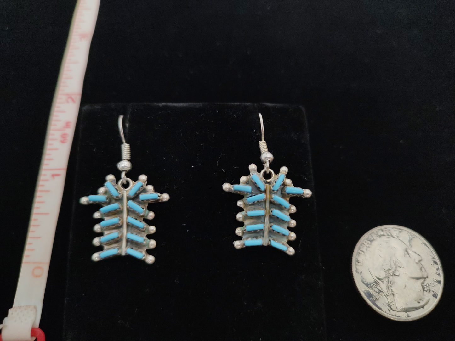 Sleeping Beauty Zuni Needlepoint Turquoise Hook Earrings