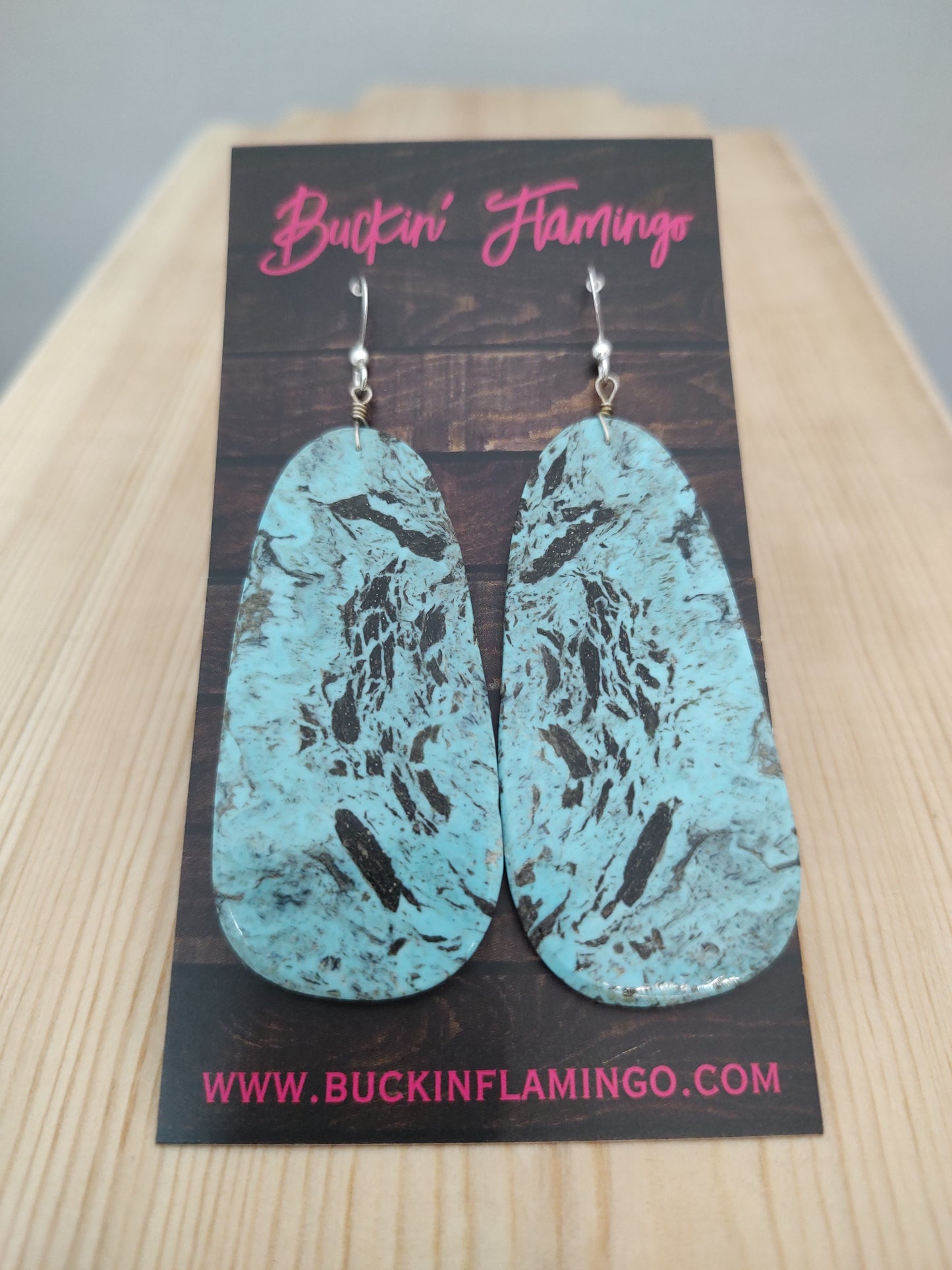 Kingman Turquoise on Slab Earrings with Hooks