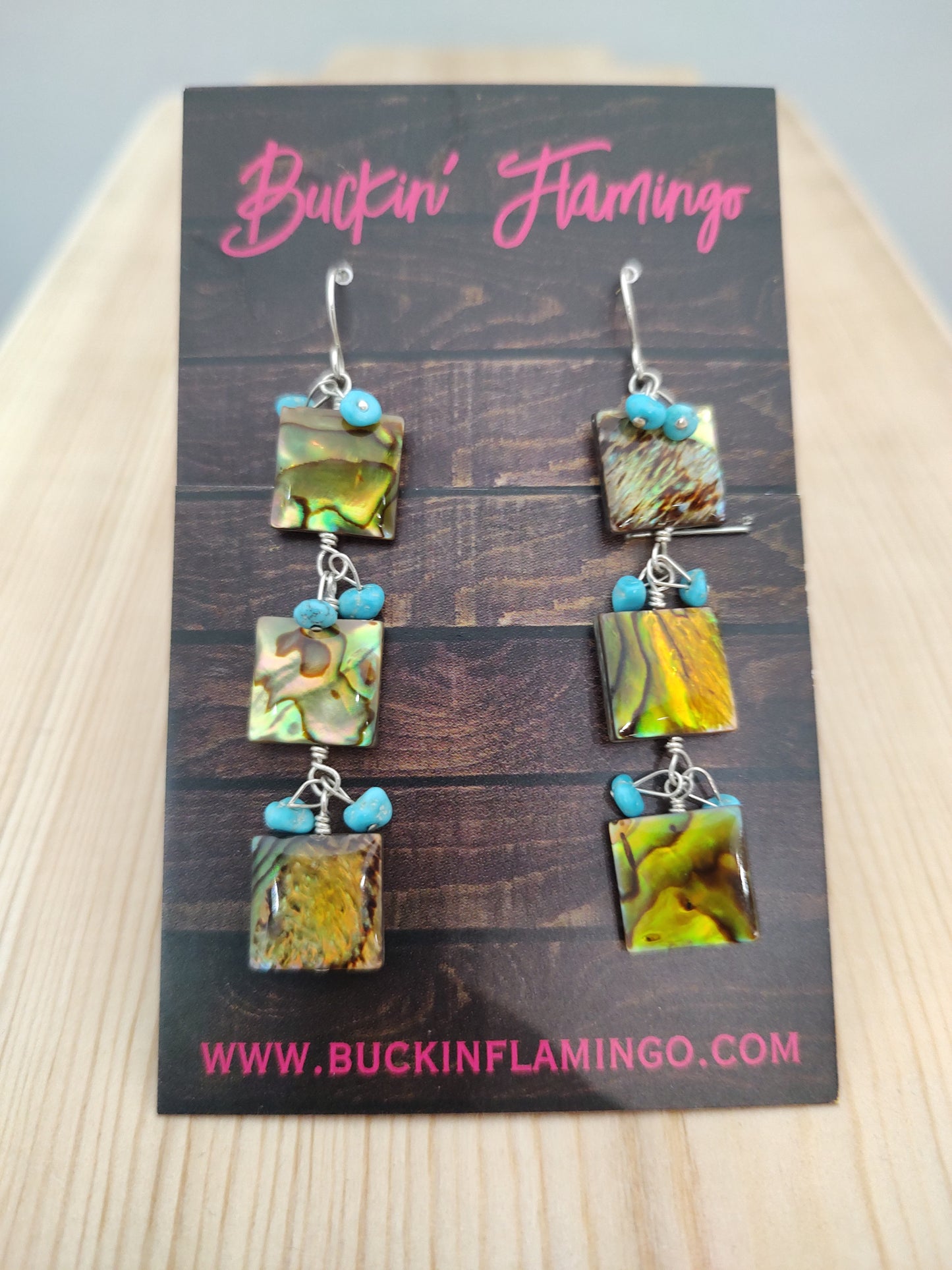 Sleeping Beauty Turquoise and Abolone Shell Hook Earrings