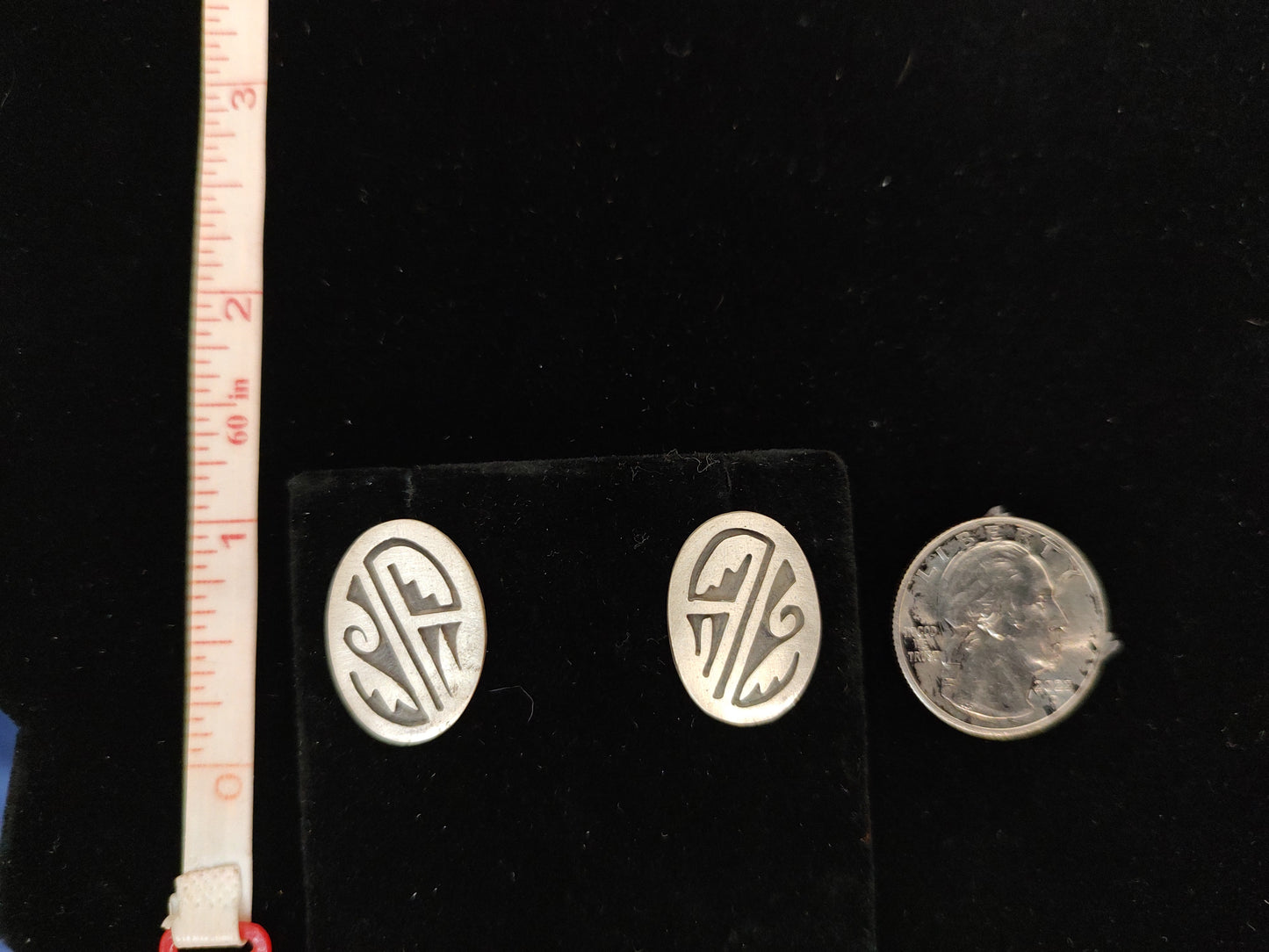Silver Post Earrings with Geometric Wave Design