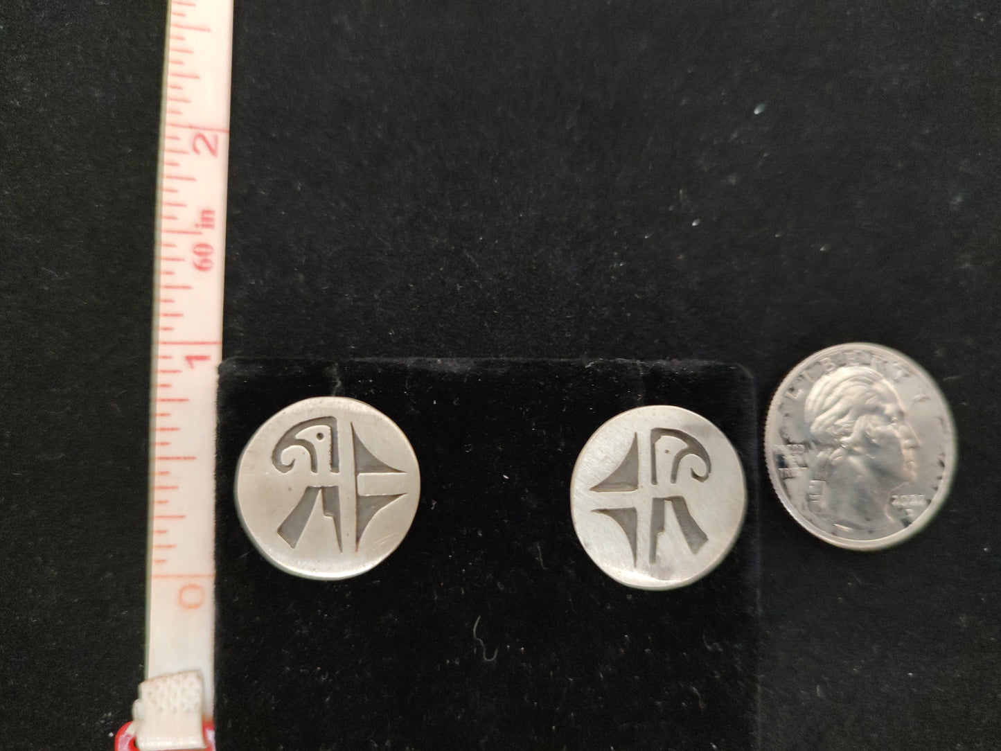 Silver Post Earrings with Geometric Wave Design