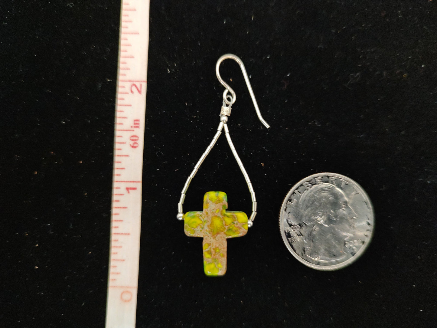 Green Mangnesite on Liquid Silver on Hook Earrings