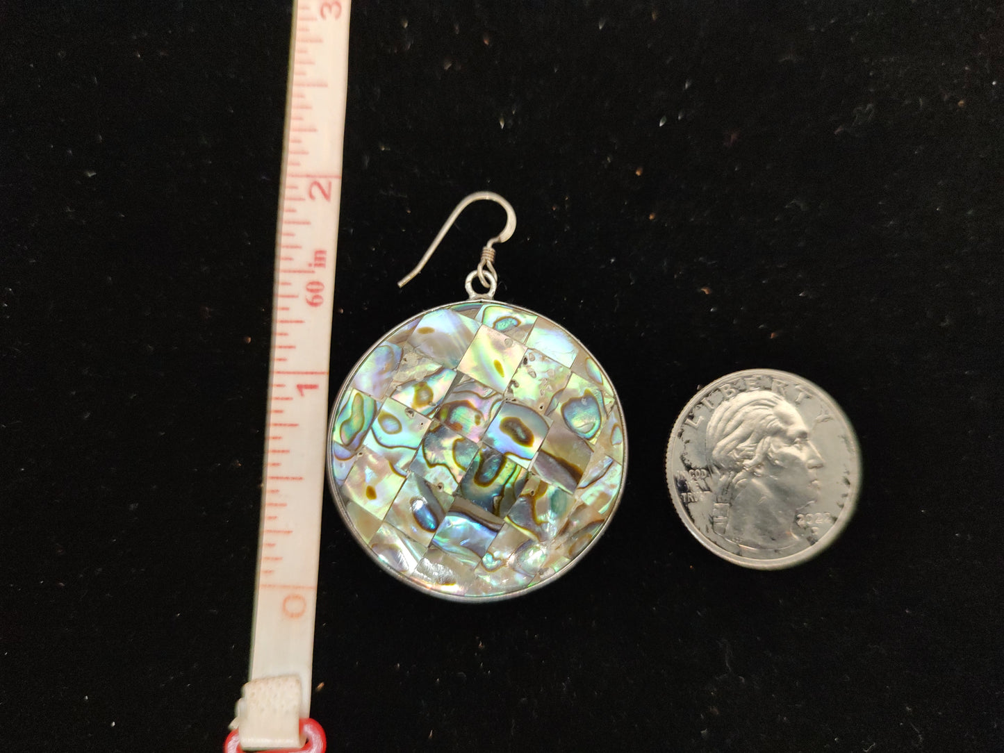 Abalone Inlay Double Sided Hook Earrings
